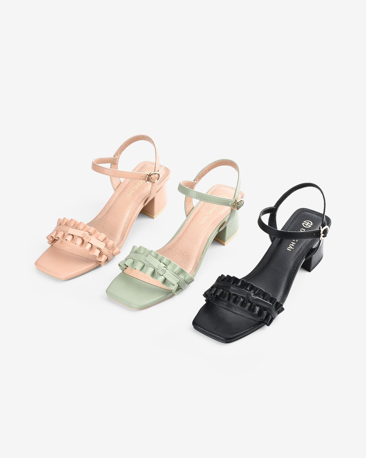 Giày Sandal Cao Gót Đông Hải Họa Tiết Nhúng-S81Q8-Đen Color1