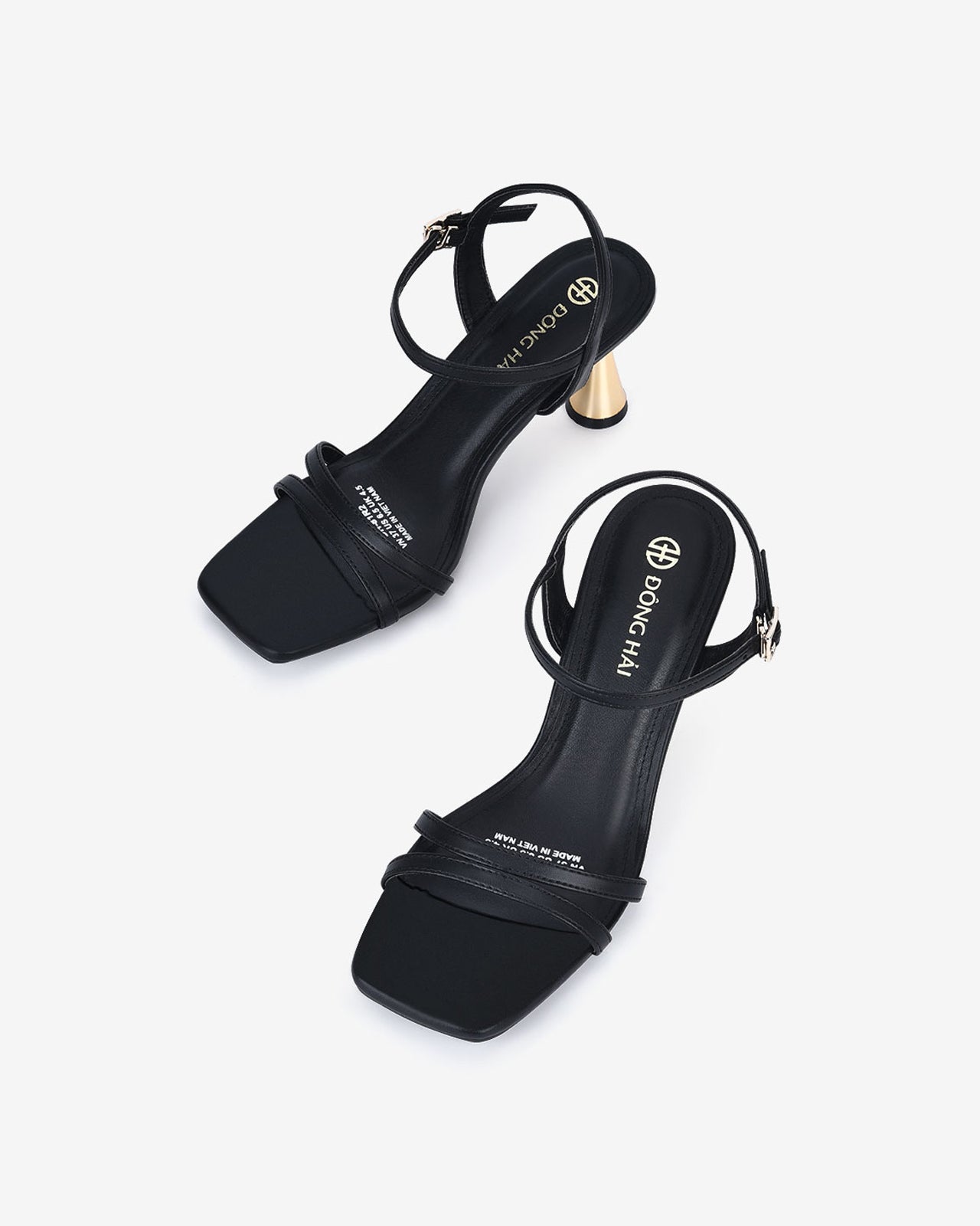 Giày Sandal Cao Gót Đông Hải Quai Đôi Mảnh-S81R2Đen Color1