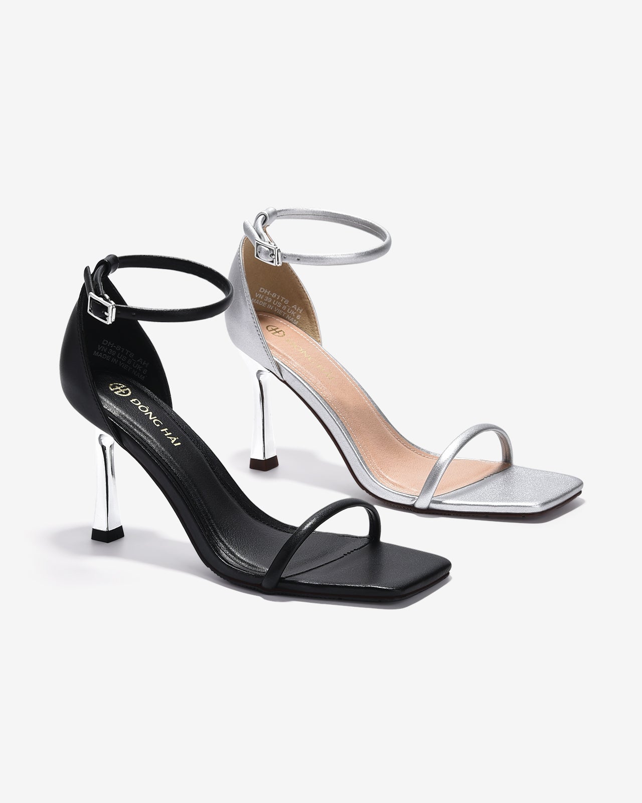 Giày Sandal Cao Gót Đông Hải Đế 9CM Quai Mảnh-S81T8-Xám Color1