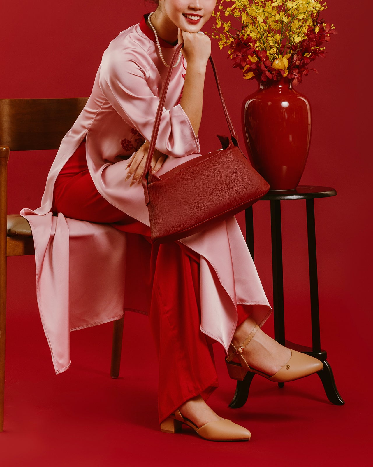 Sandal Cao Gót Đông Hải Đế Vuông Đính Logo-S81V1-Cafe Color1