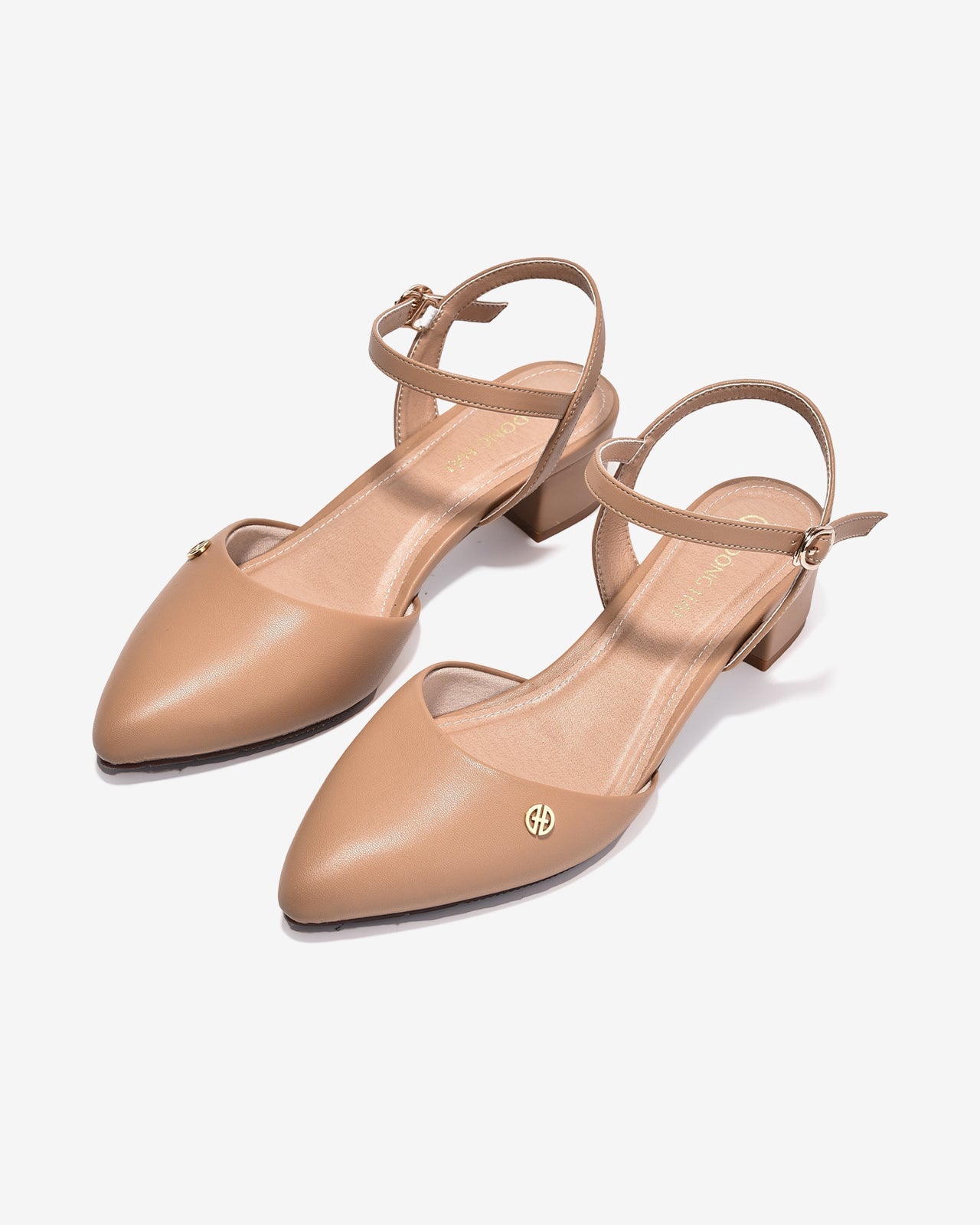 Sandal Cao Gót Đông Hải Đế Vuông Đính Logo-S81V1-Cafe Color1