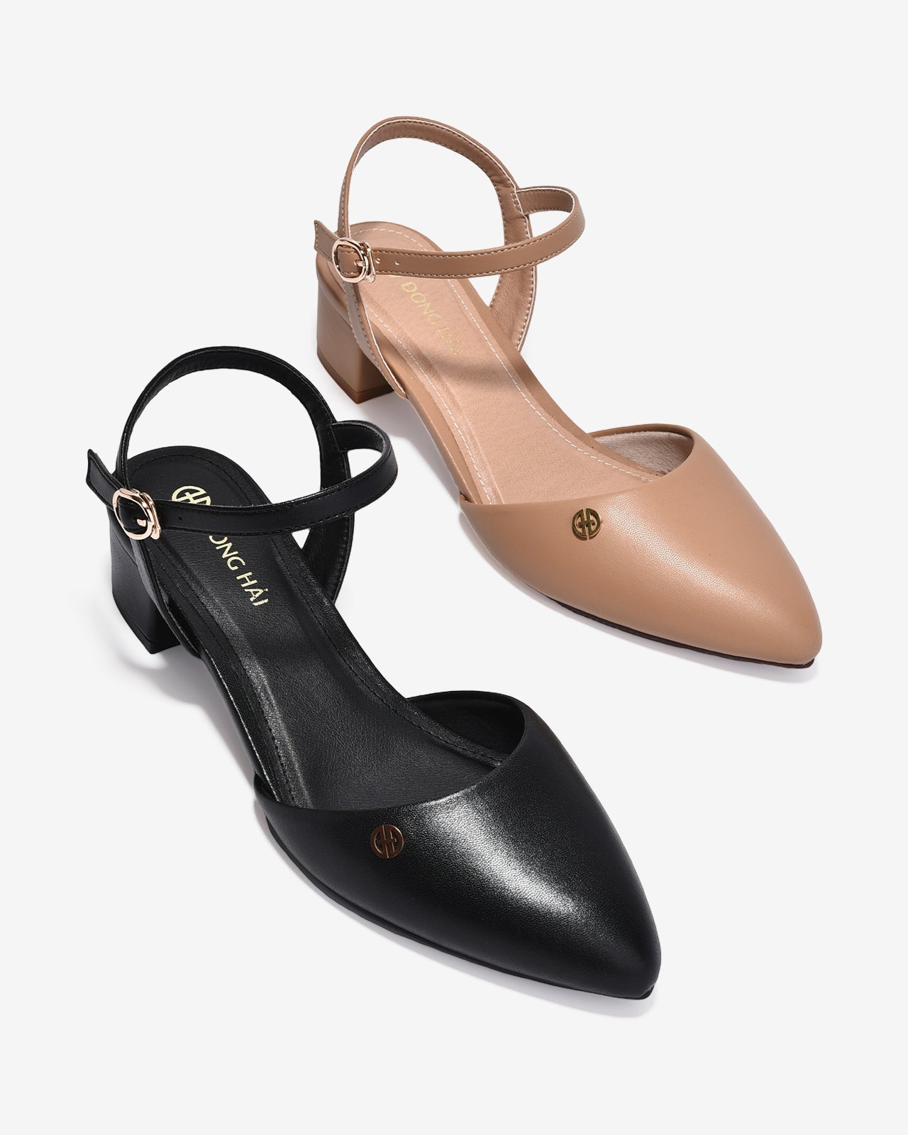 Sandal Cao Gót Đông Hải Đế Vuông Đính Logo-S81V1-Cafe Color1