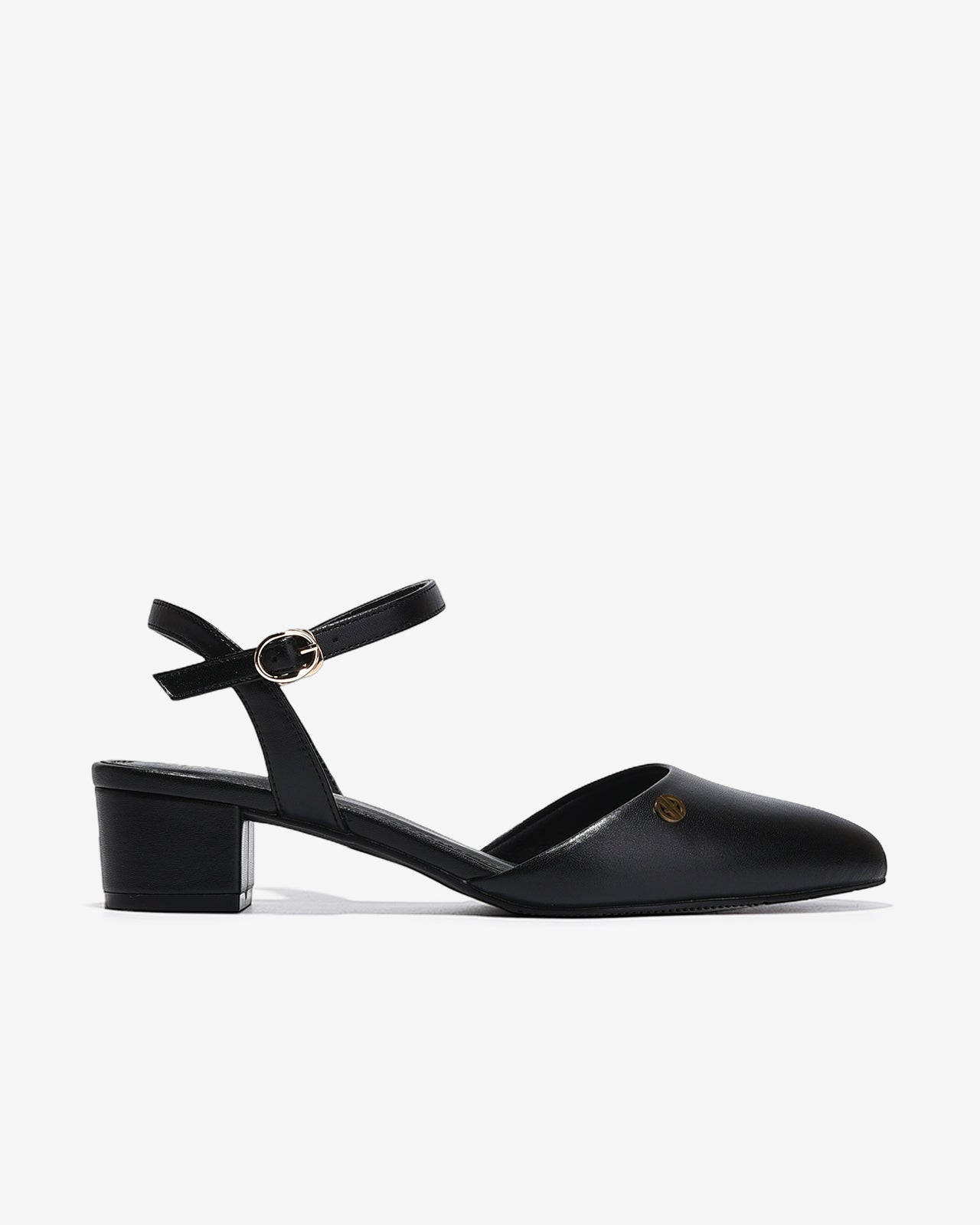 Sandal Cao Gót Đông Hải Đế Vuông Đính Logo-S81V1-Đen Color1First