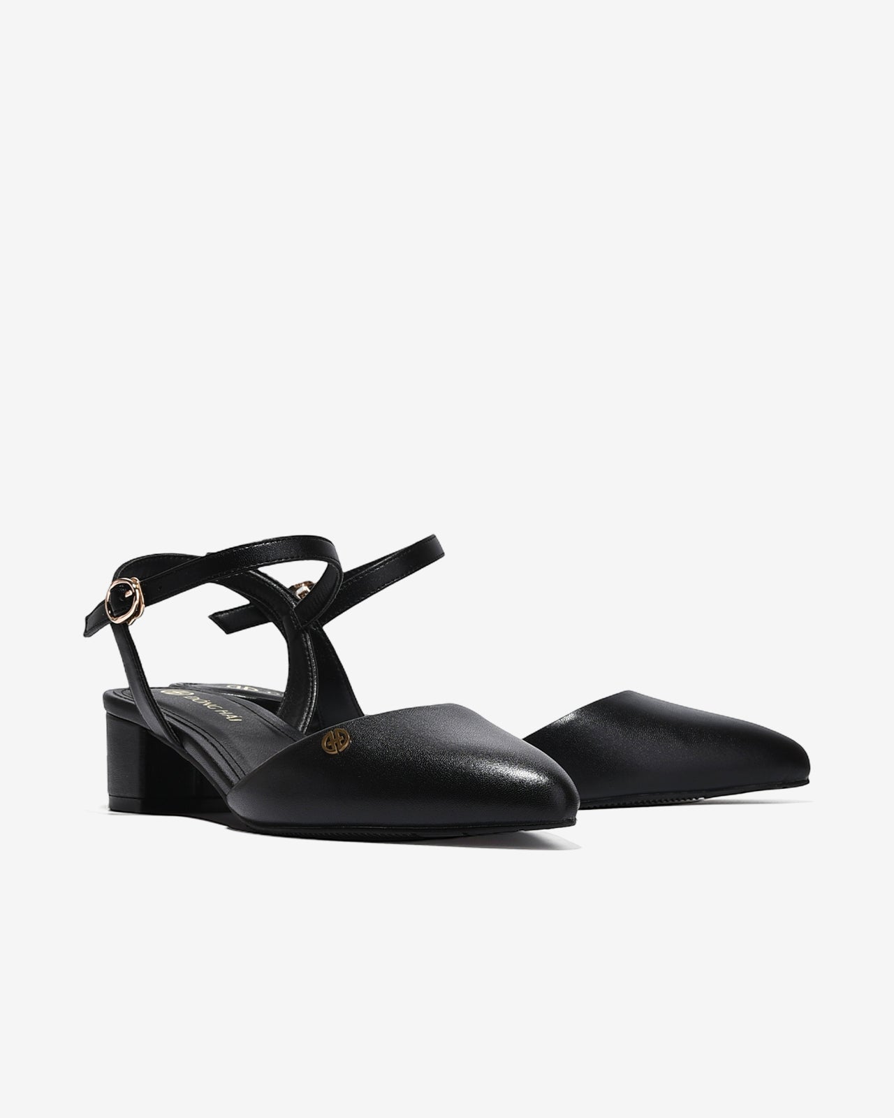 Sandal Cao Gót Đông Hải Đế Vuông Đính Logo-S81V1-Đen Color1