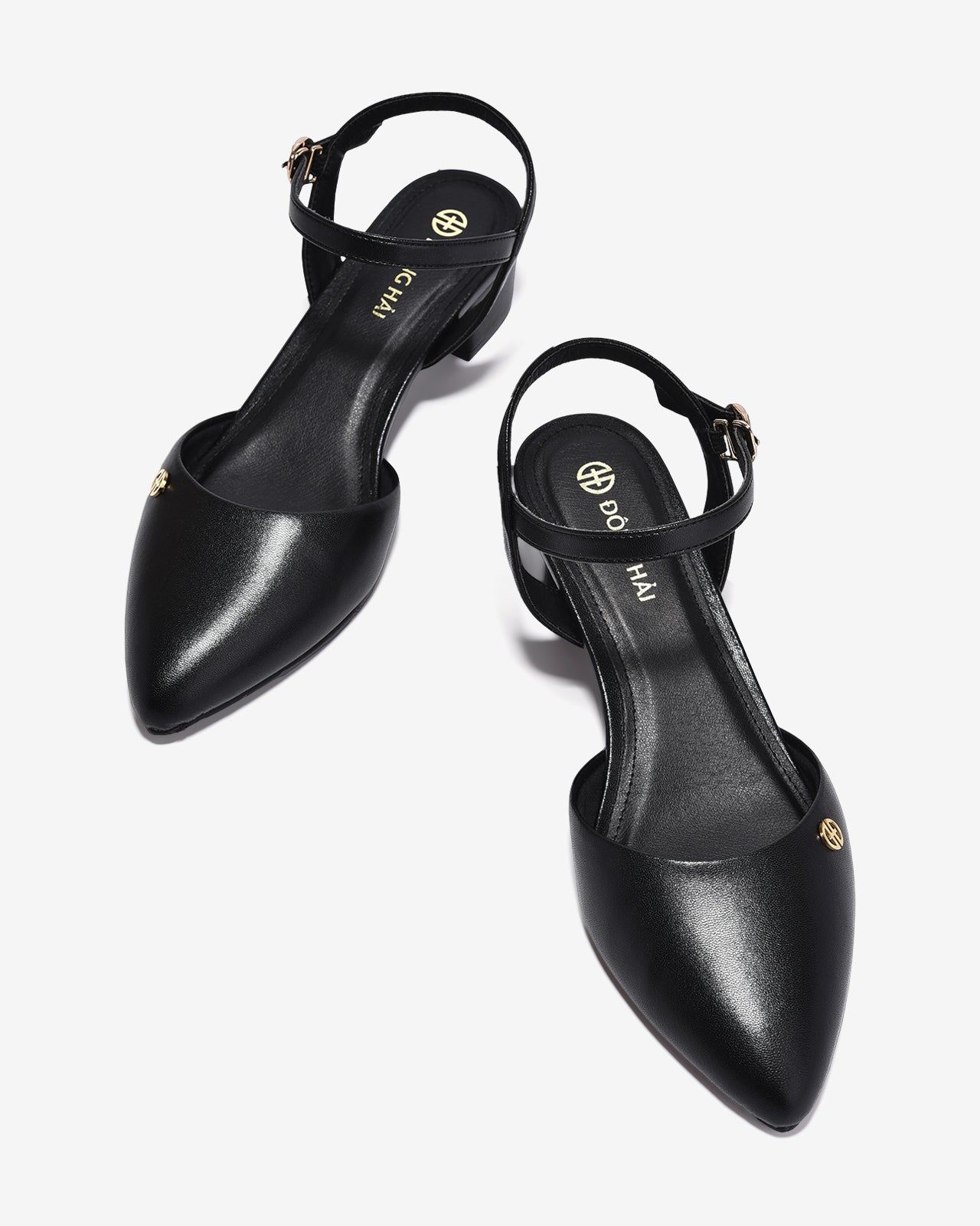 Sandal Cao Gót Đông Hải Đế Vuông Đính Logo-S81V1Đen Color1