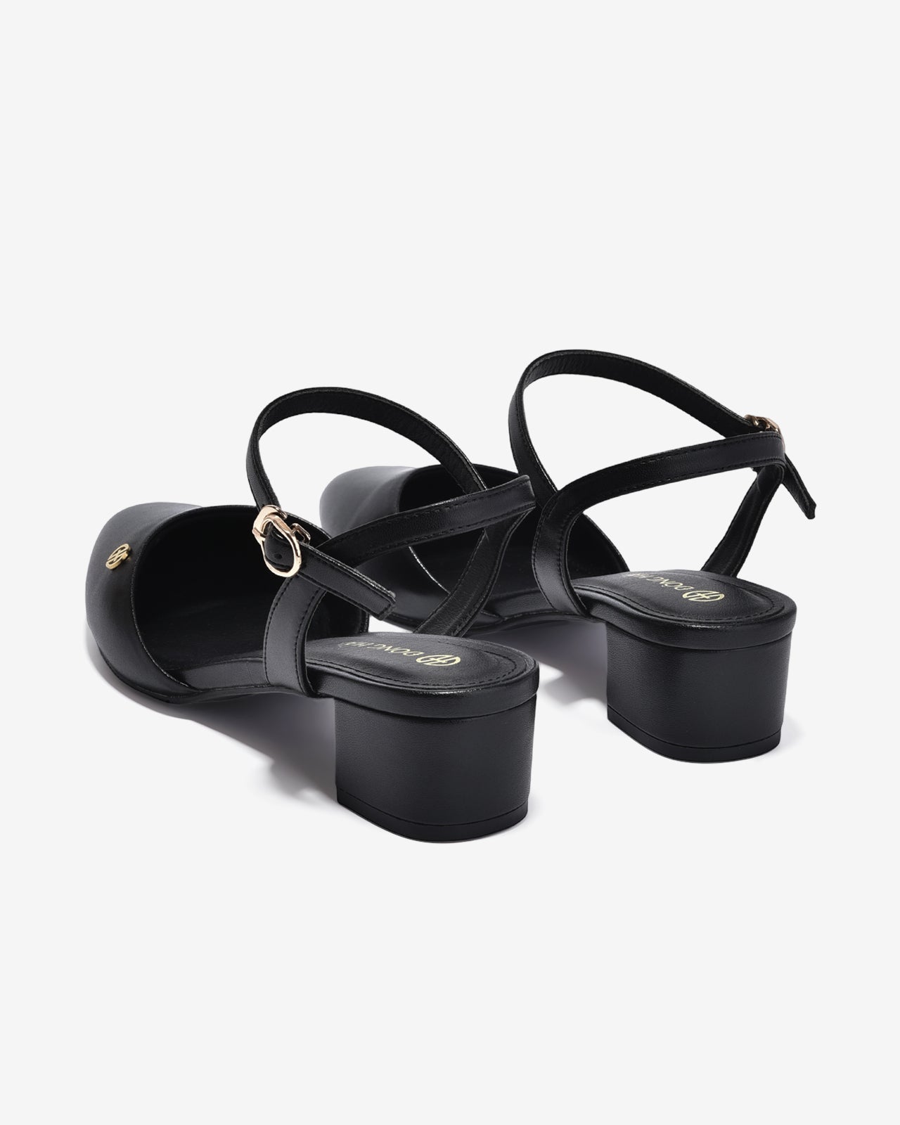 Sandal Cao Gót Đông Hải Đế Vuông Đính Logo-S81V1Đen Color1