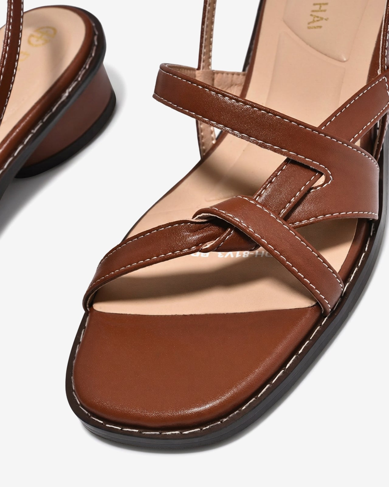 Giày Sandal Cao Gót Đông Hải Quai Đan Chỉ Nổi-S81V3Bò Color1
