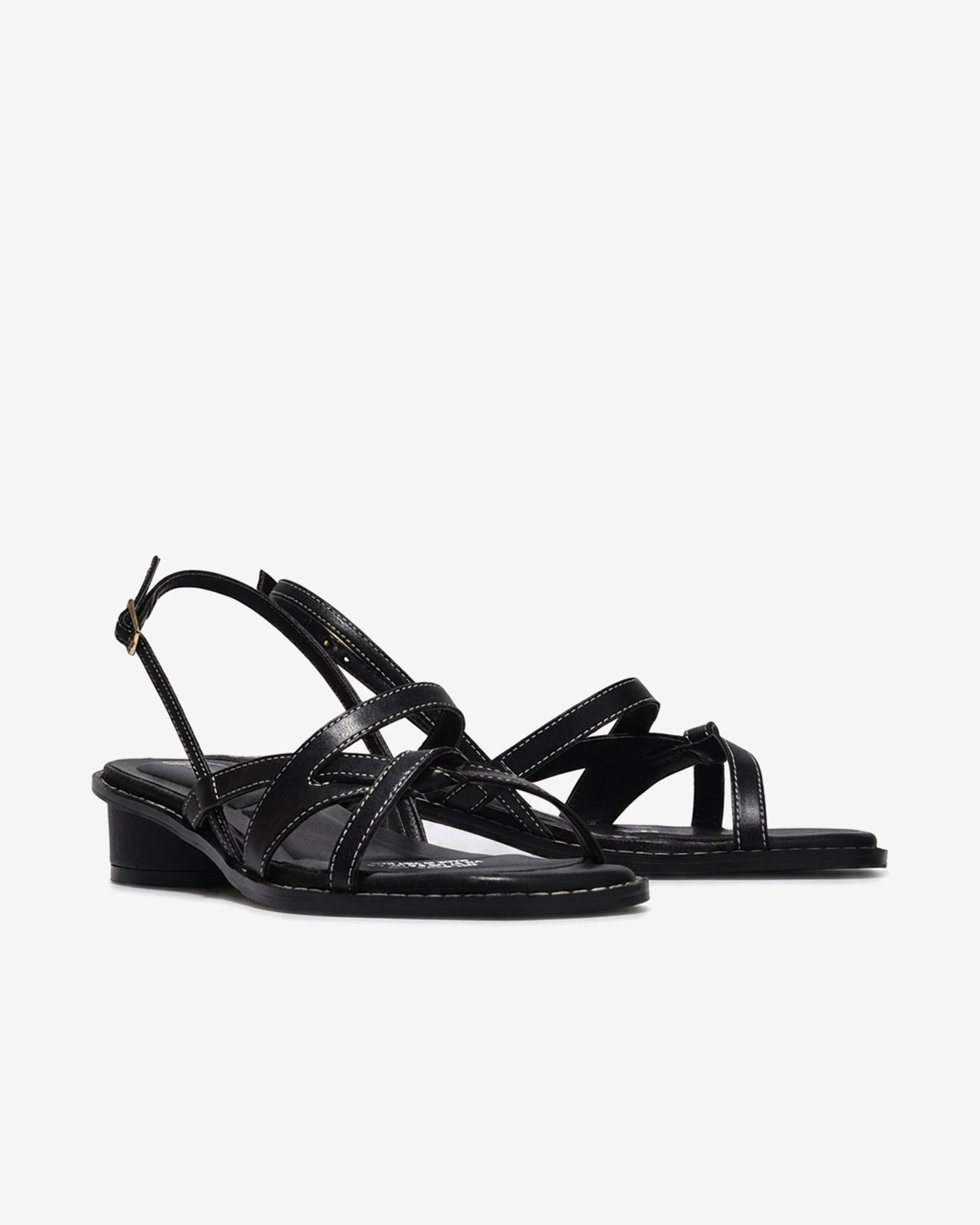 Giày Sandal Cao Gót Đông Hải Quai Đan Chỉ Nổi-S81V3Đen Color1