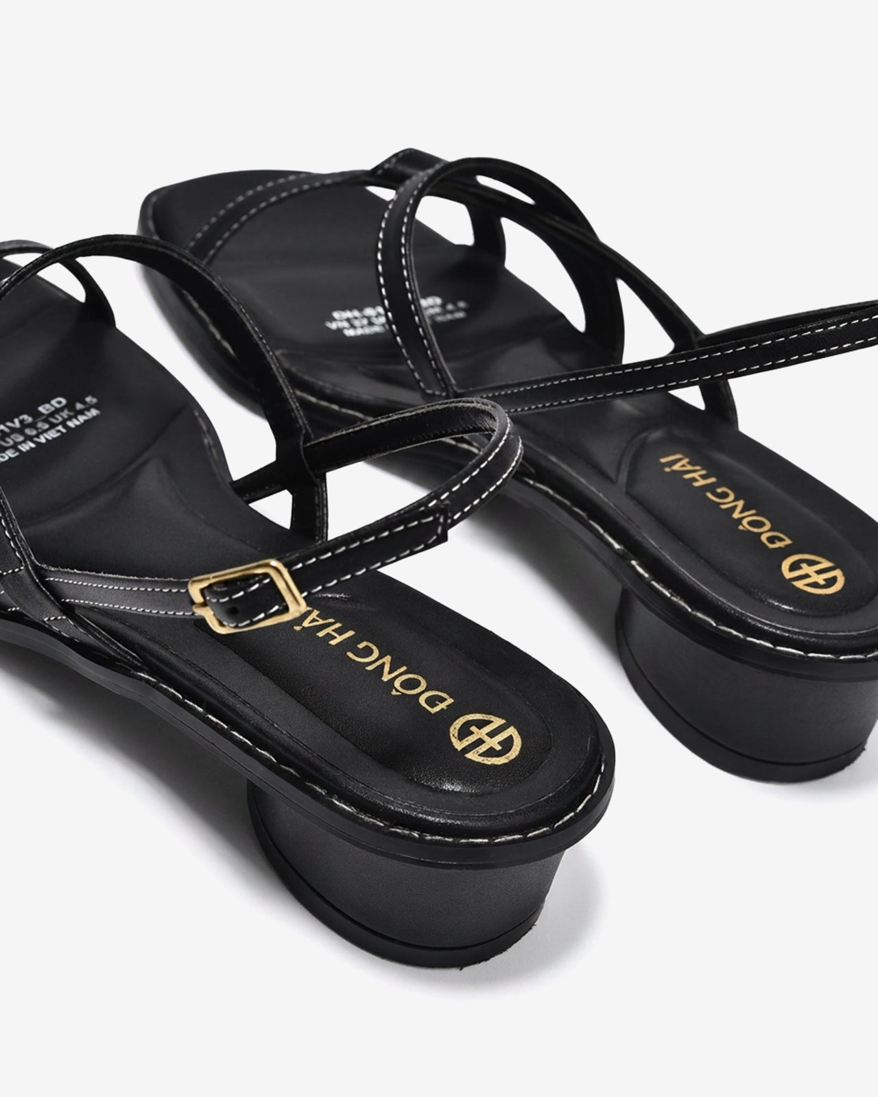 Giày Sandal Cao Gót Đông Hải Quai Đan Chỉ Nổi-S81V3Đen Color1