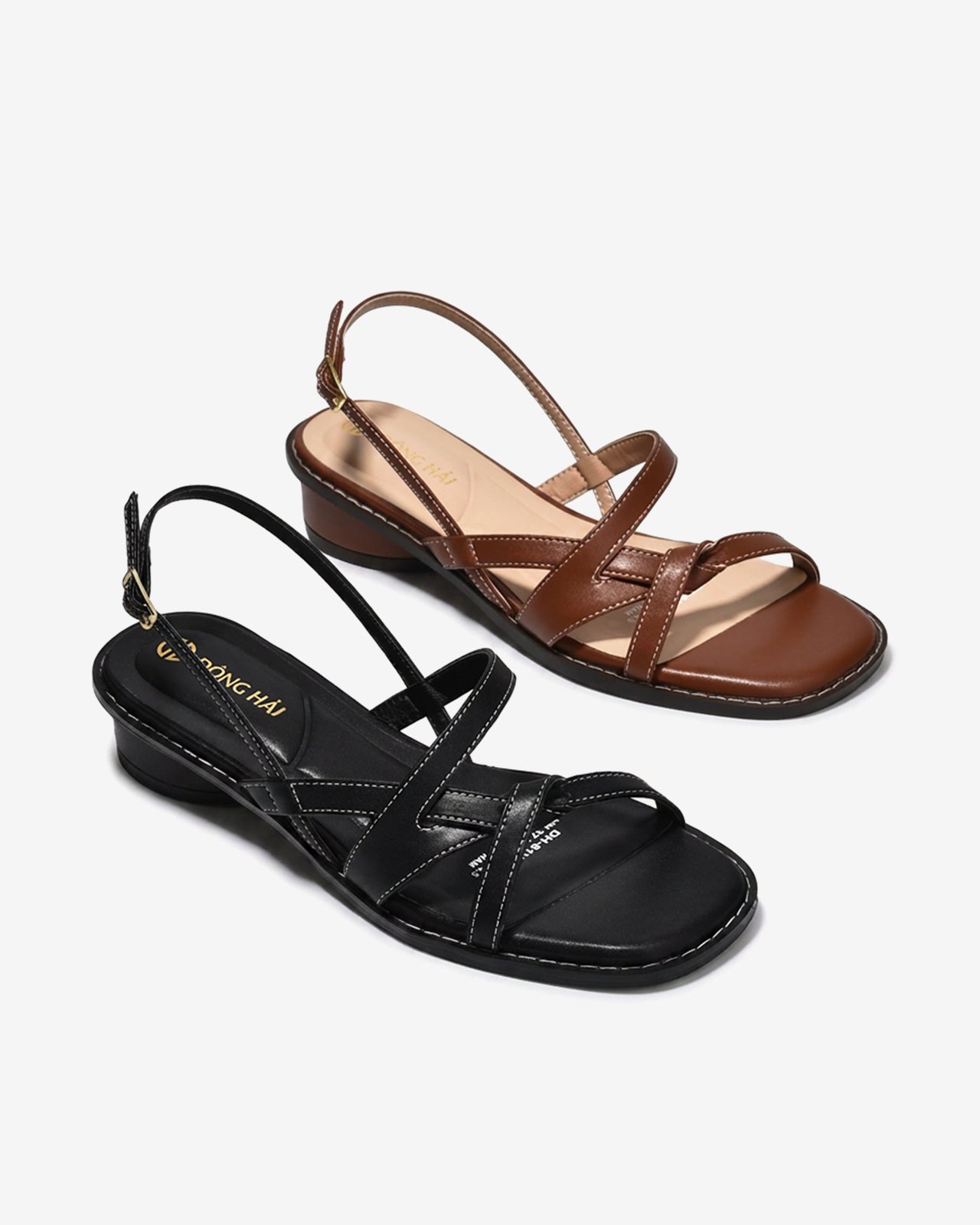 Giày Sandal Cao Gót Đông Hải Quai Đan Chỉ Nổi-S81V3Đen Color1