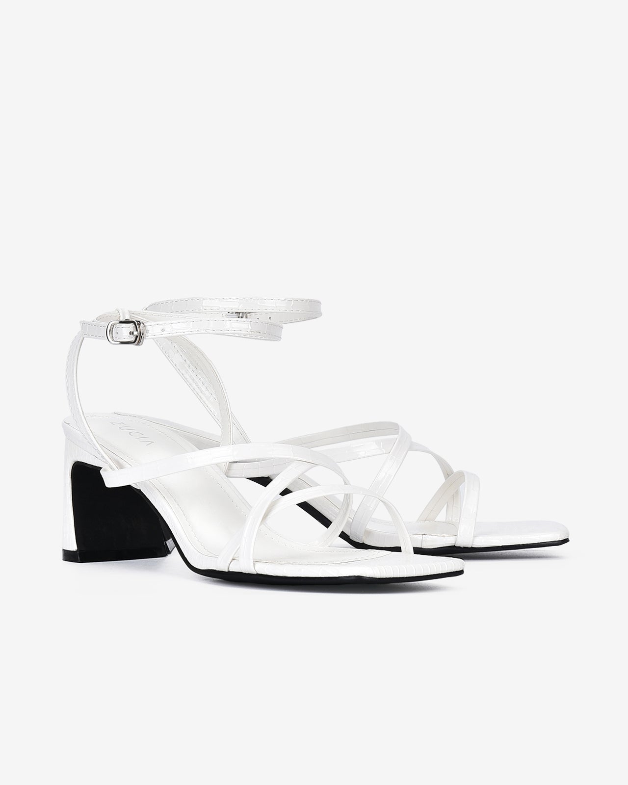 Giày Sandal Cao Gót Zucia Gót Cách Điệu-SHLF7-Trắng Color1