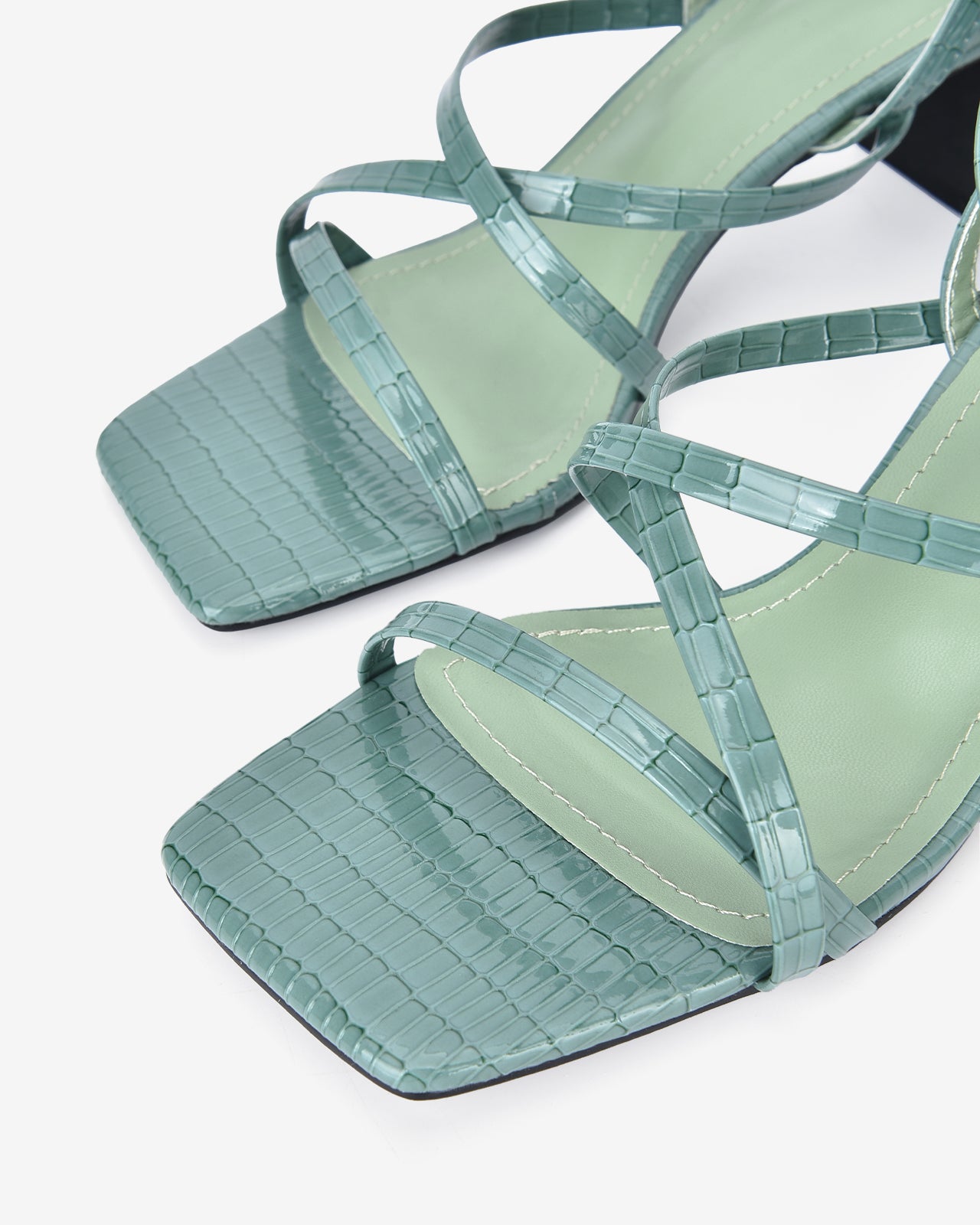 Giày Sandal Cao Gót Zucia Gót Cách Điệu-SHLF7-Xanh Lá Color1