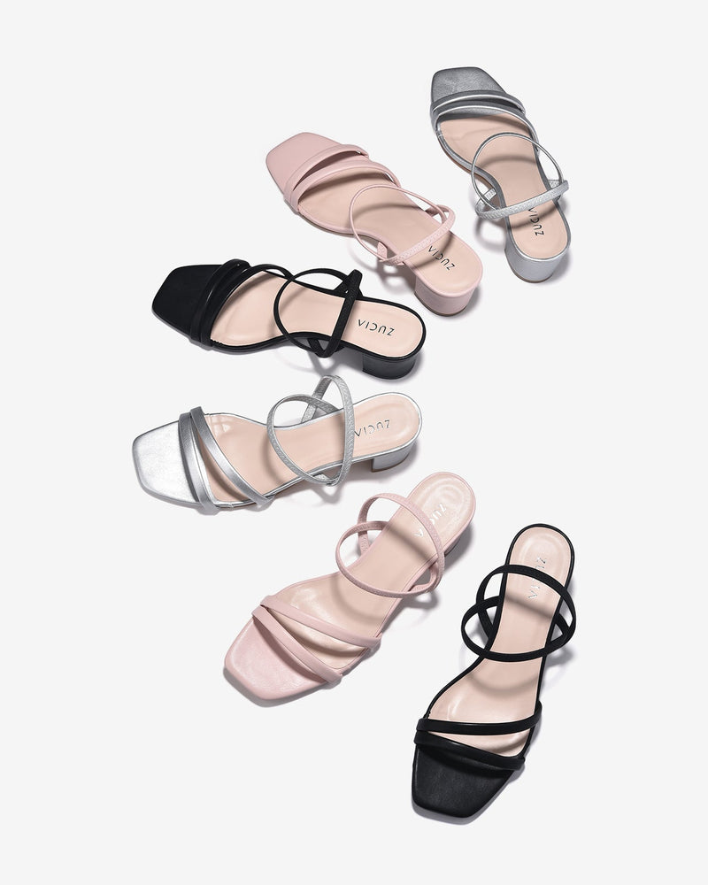 Giày Sandal Cao Gót Zucia Quai Mảnh Trơn-SHLG9-Xám Color1