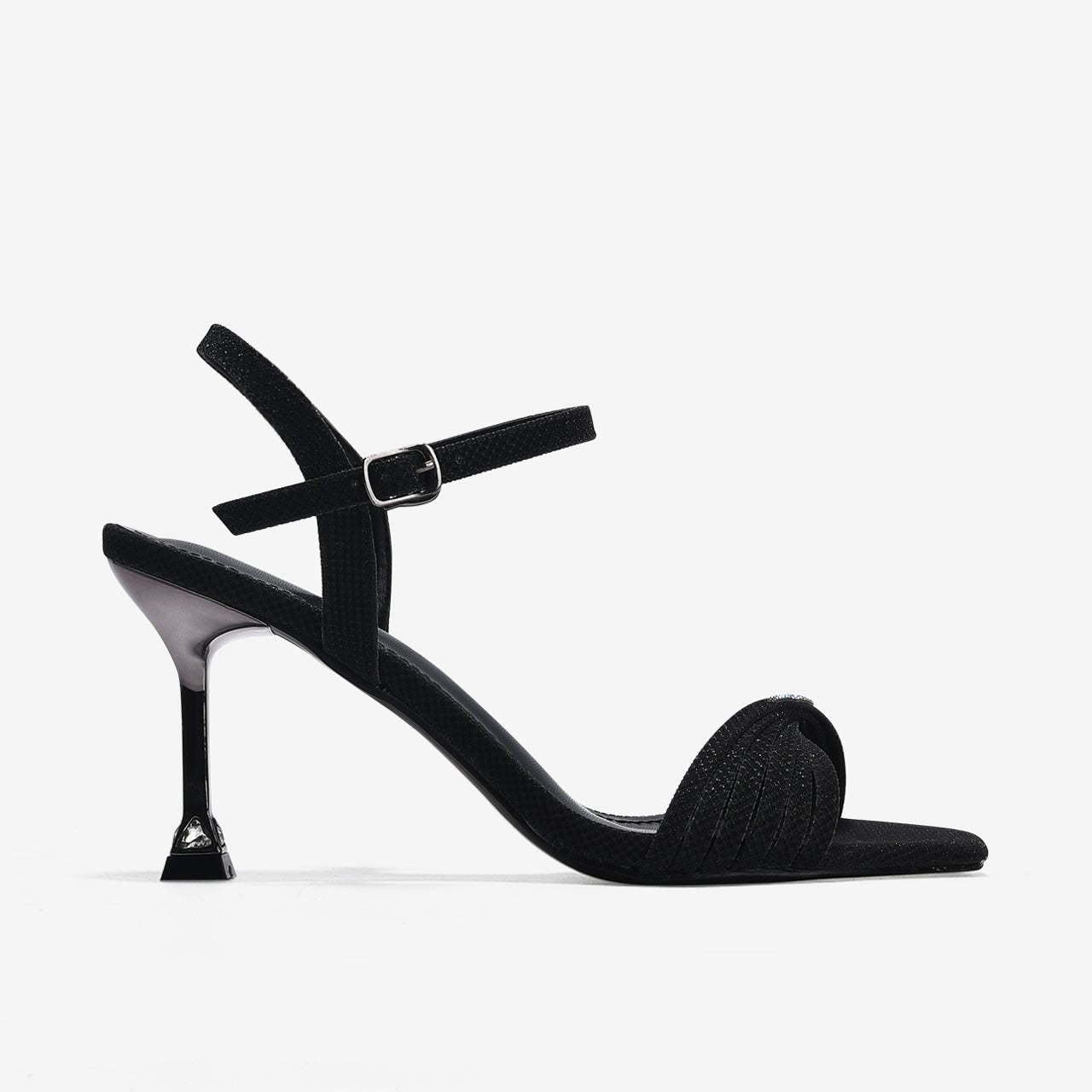 Giày Sandal Cao Gót Zucia Quai Xoắn Ánh Kim-SHLJ6Đen Color1First