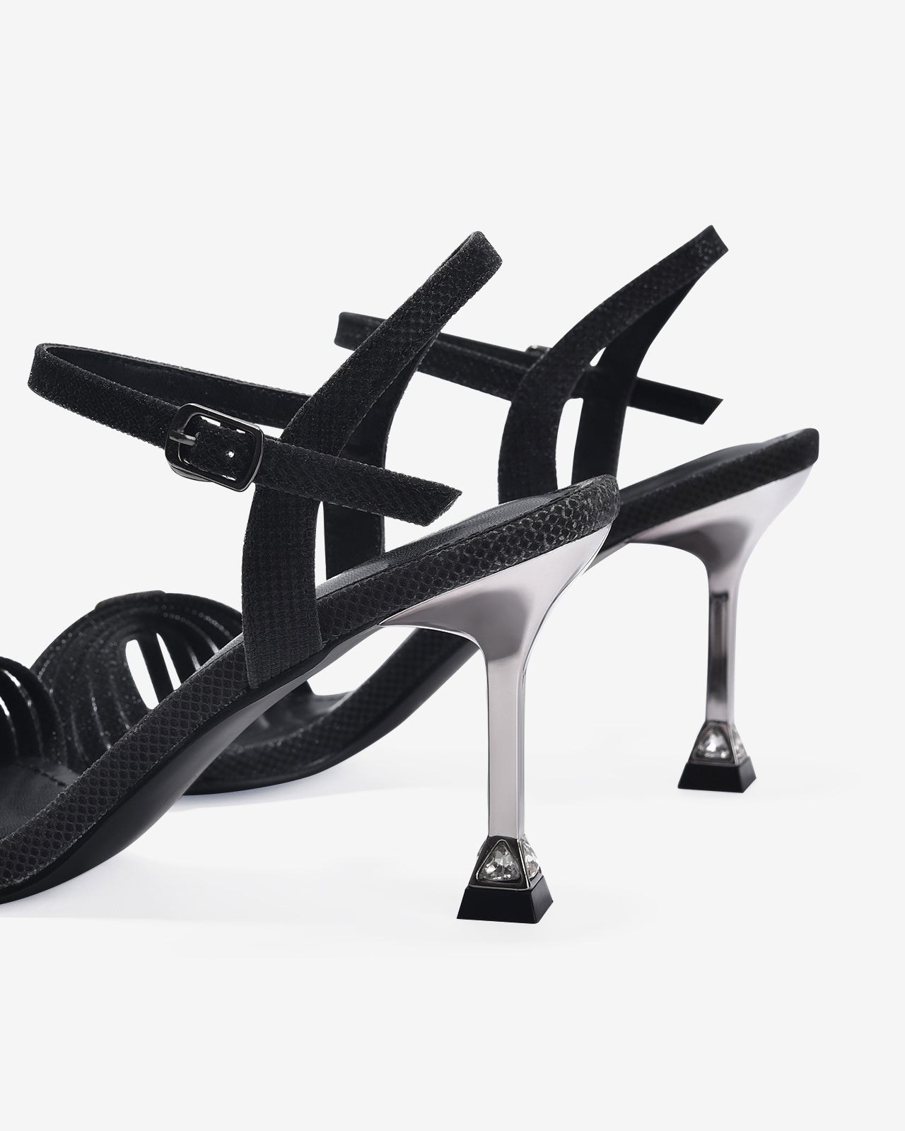 Giày Sandal Cao Gót Zucia Quai Xoắn Ánh Kim-SHLJ6Đen Color1
