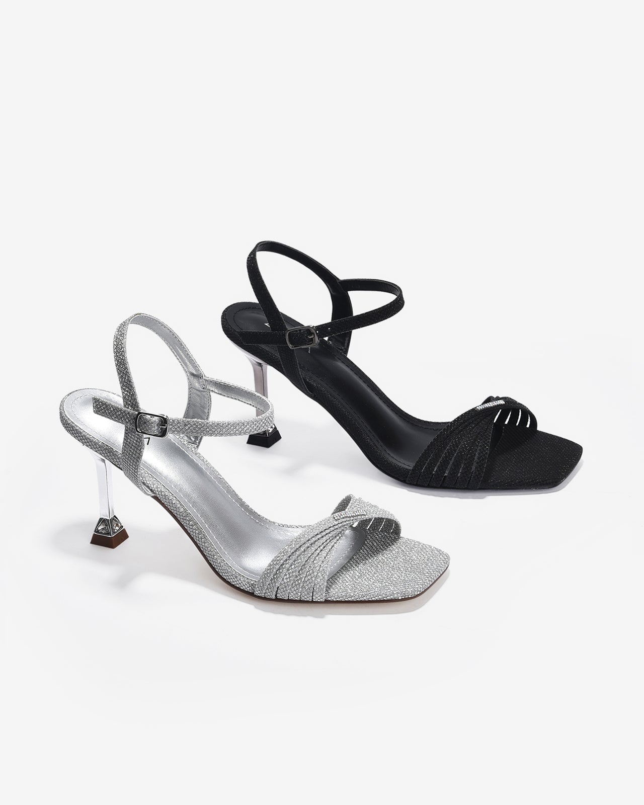 Giày Sandal Cao Gót Zucia Quai Xoắn Ánh Kim-SHLJ6Đen Color1