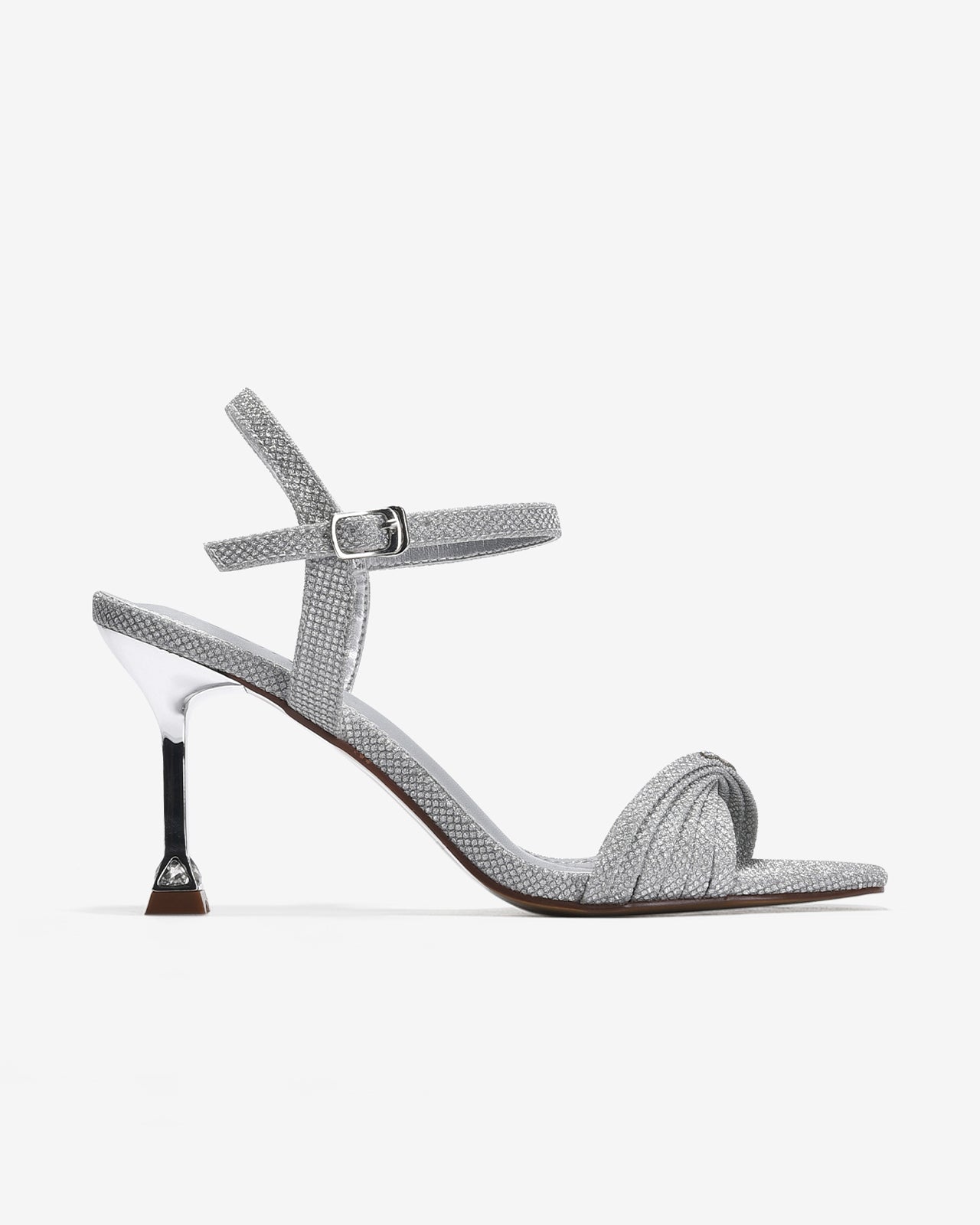 Giày Sandal Cao Gót Zucia Quai Xoắn Ánh Kim-SHLJ6Xám Color1First