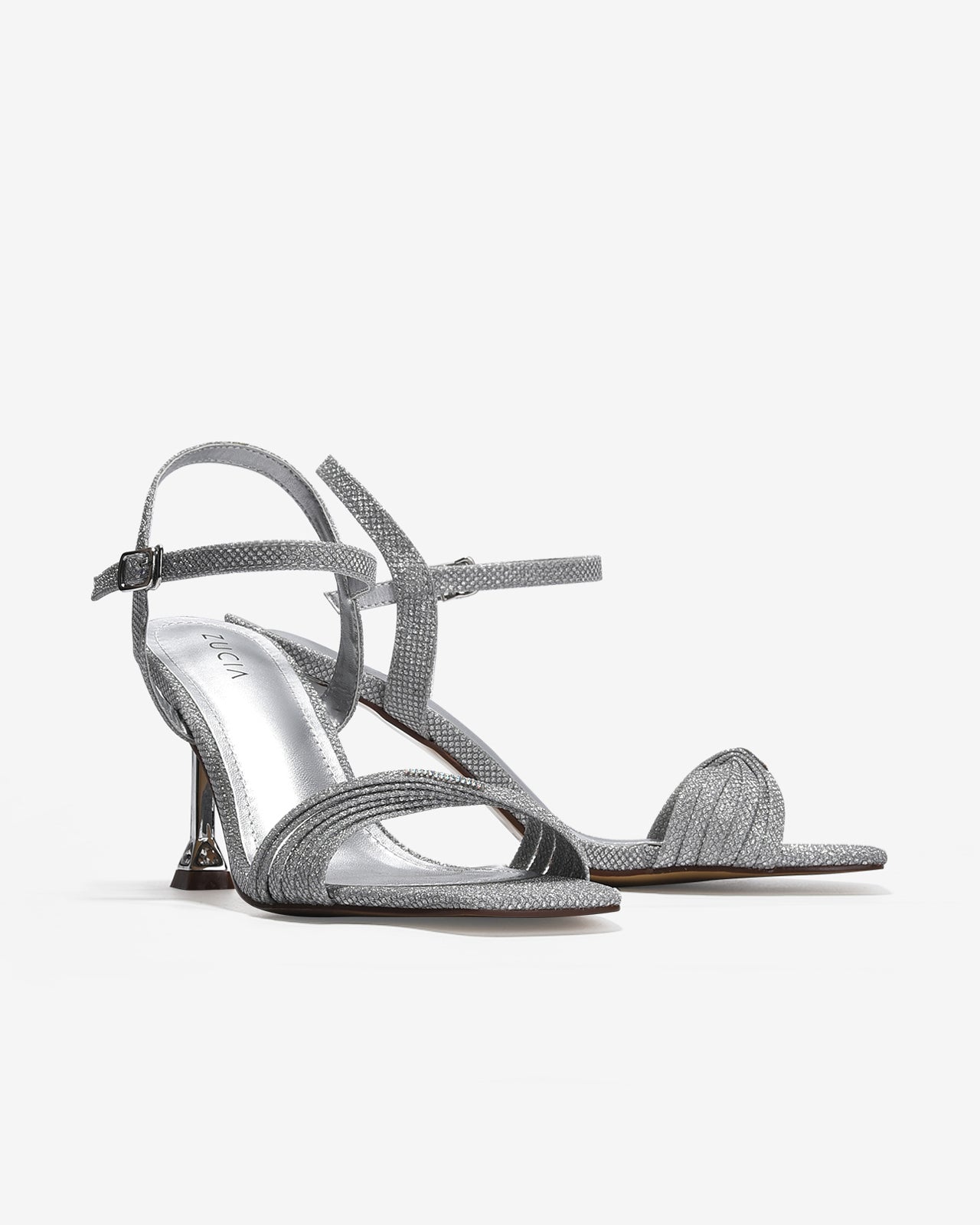 Giày Sandal Cao Gót Zucia Quai Xoắn Ánh Kim-SHLJ6Xám Color1