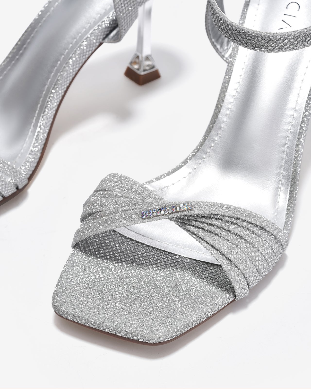 Giày Sandal Cao Gót Zucia Quai Xoắn Ánh Kim-SHLJ6Xám Color1