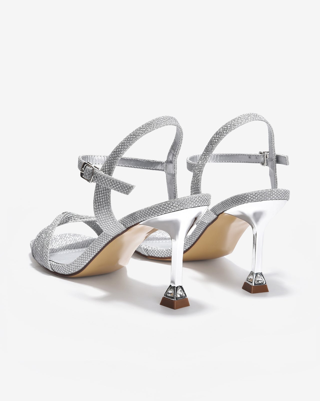 Giày Sandal Cao Gót Zucia Quai Xoắn Ánh Kim-SHLJ6Xám Color1