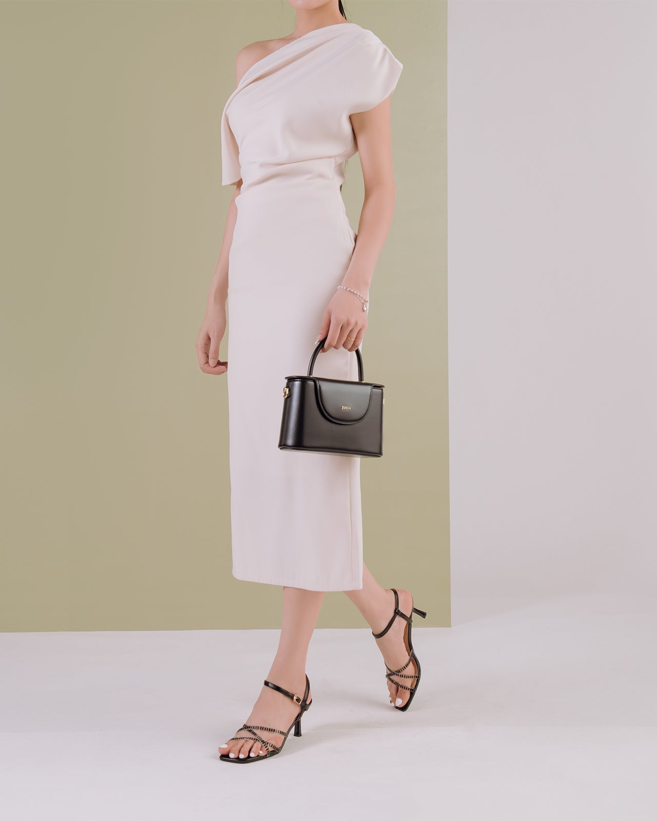 Sandal Cao Gót Zucia Quai Trong Đan Chéo-SHLM6Đen Color1