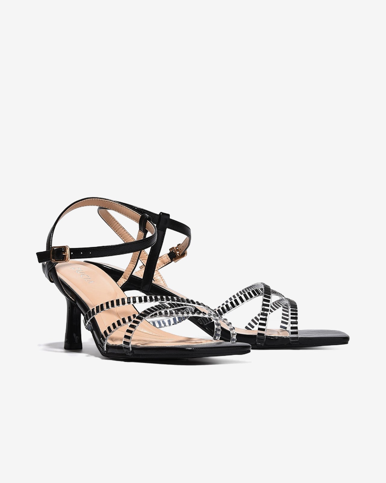 Sandal Cao Gót Zucia Quai Trong Đan Chéo-SHLM6Đen Color1