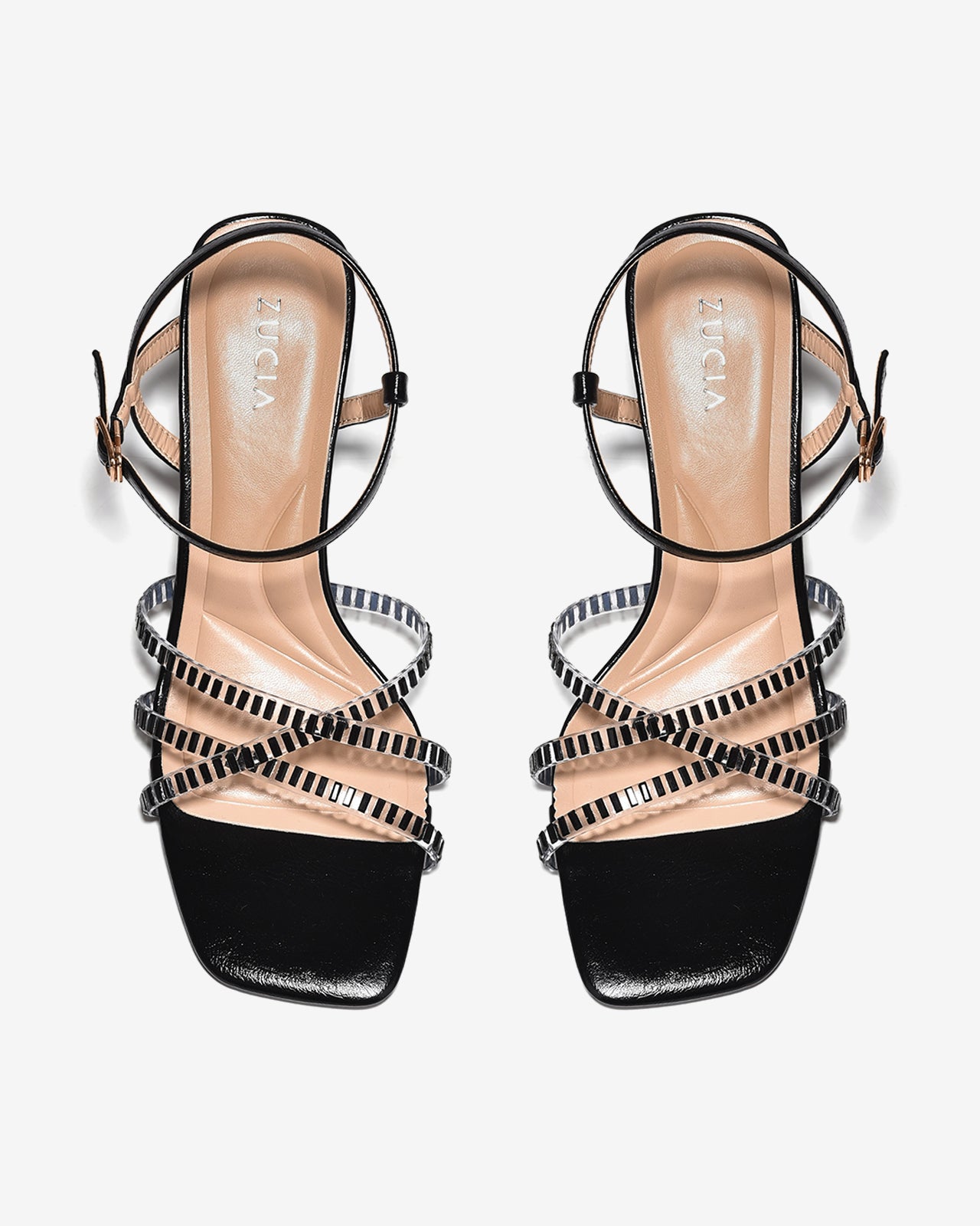 Sandal Cao Gót Zucia Quai Trong Đan Chéo-SHLM6Đen Color1