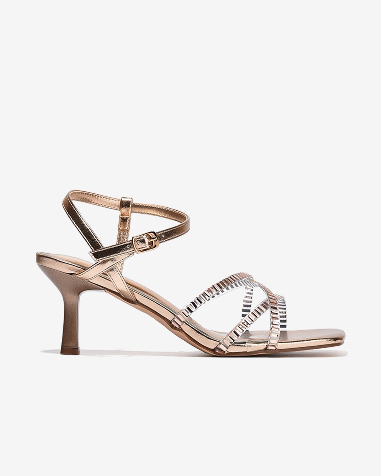 Sandal Cao Gót Zucia Quai Trong Đan Chéo-SHLM6Vàng Color1First