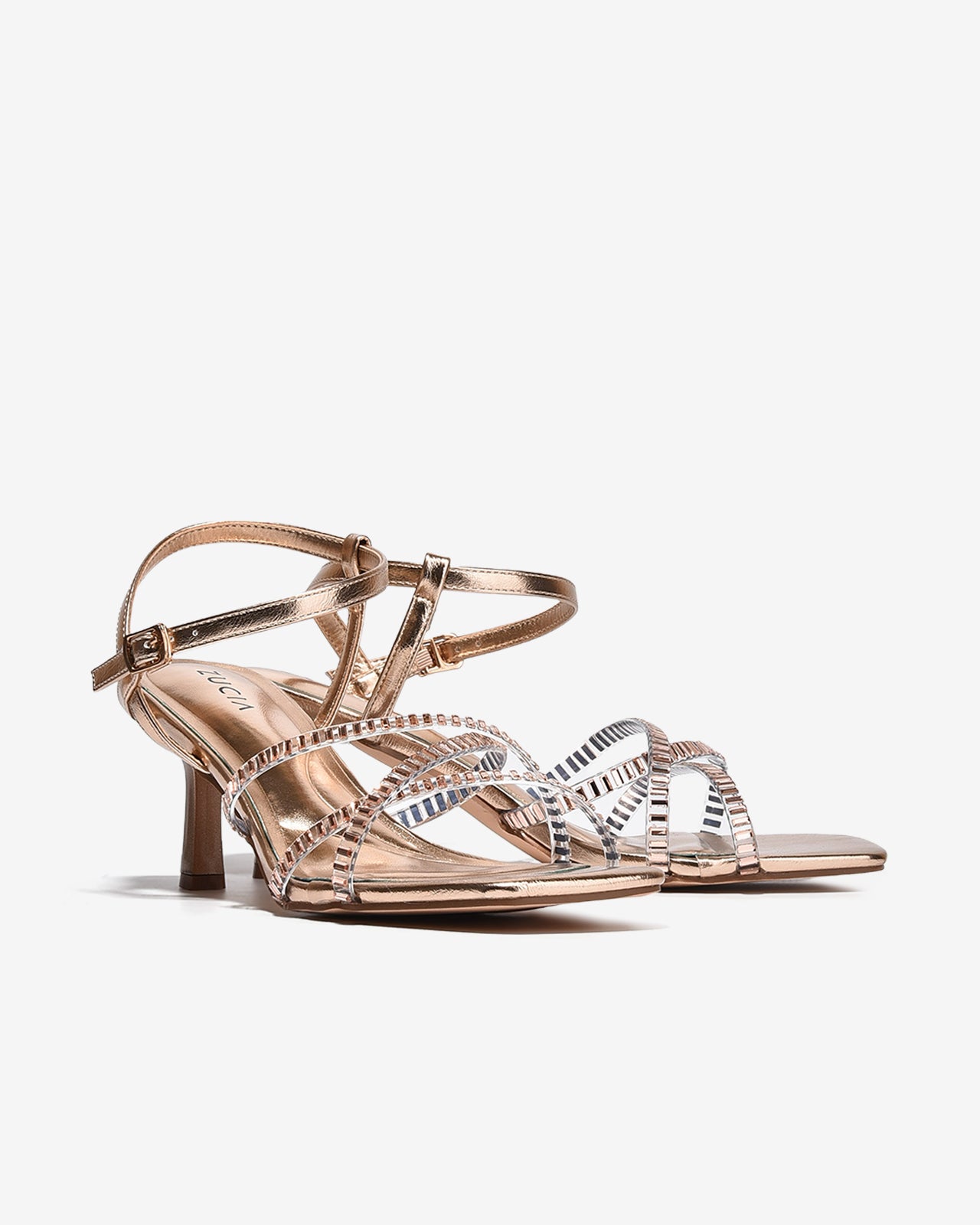 Sandal Cao Gót Zucia Quai Trong Đan Chéo-SHLM6Vàng Color1