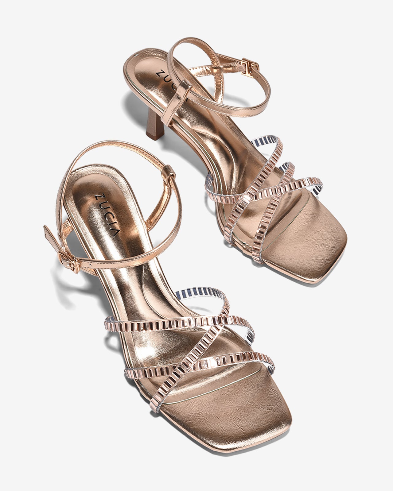 Sandal Cao Gót Zucia Quai Trong Đan Chéo-SHLM6Vàng Color1