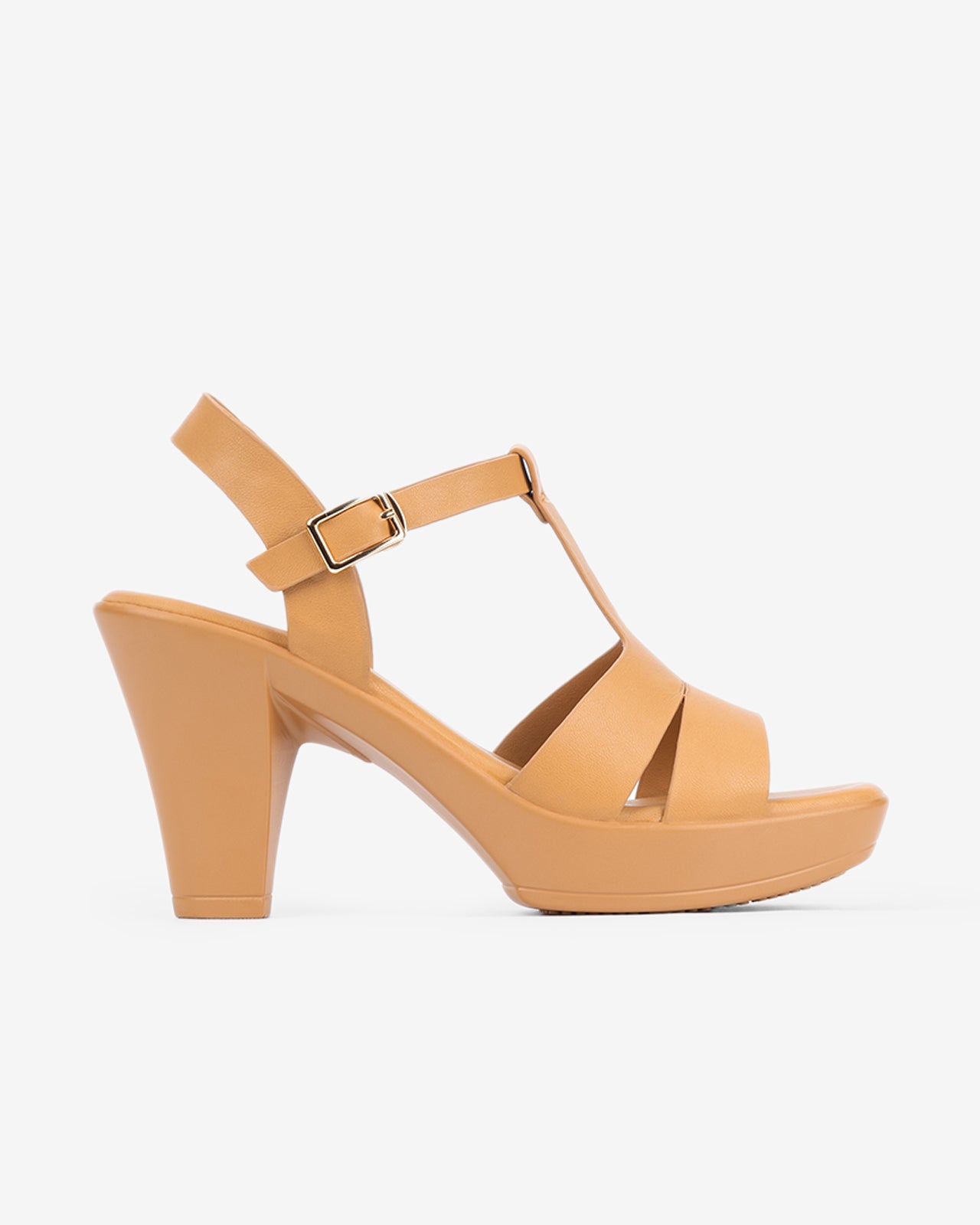 Giày Sandal Cao Gót Zucia Quai Đôi T-Strap-SRX73-Bò Color2First