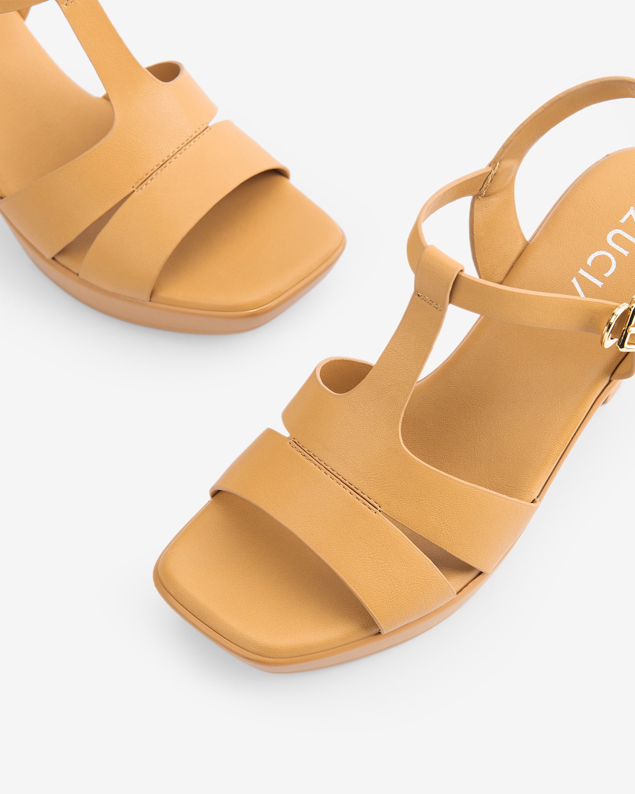 Giày Sandal Cao Gót Zucia Quai Đôi T-Strap-SRX73-Bò Color1