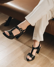 Giày Sandal Cao Gót Zucia Quai T-Strap Khóa Cài-SRX74Đen Color1