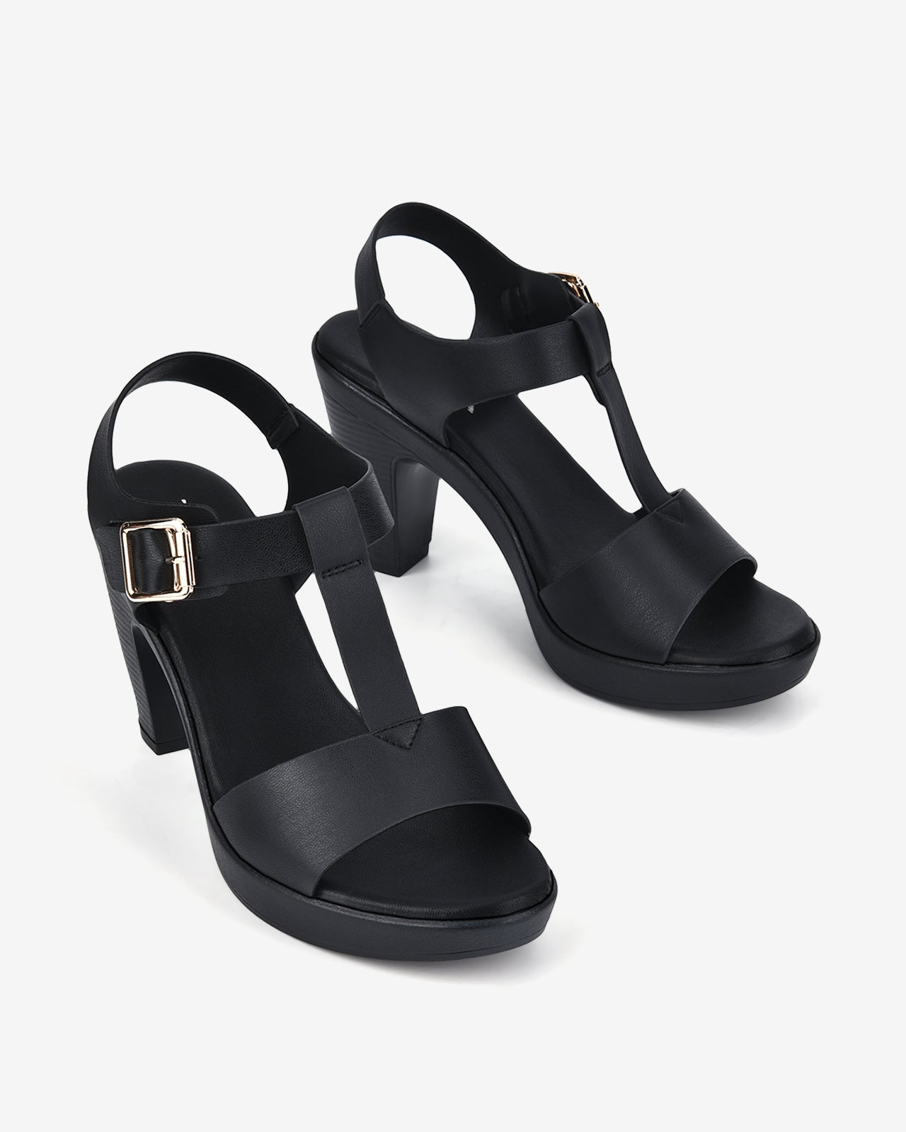 Giày Sandal Cao Gót Zucia Quai T-Strap Khóa Cài-SRX74Đen Color2