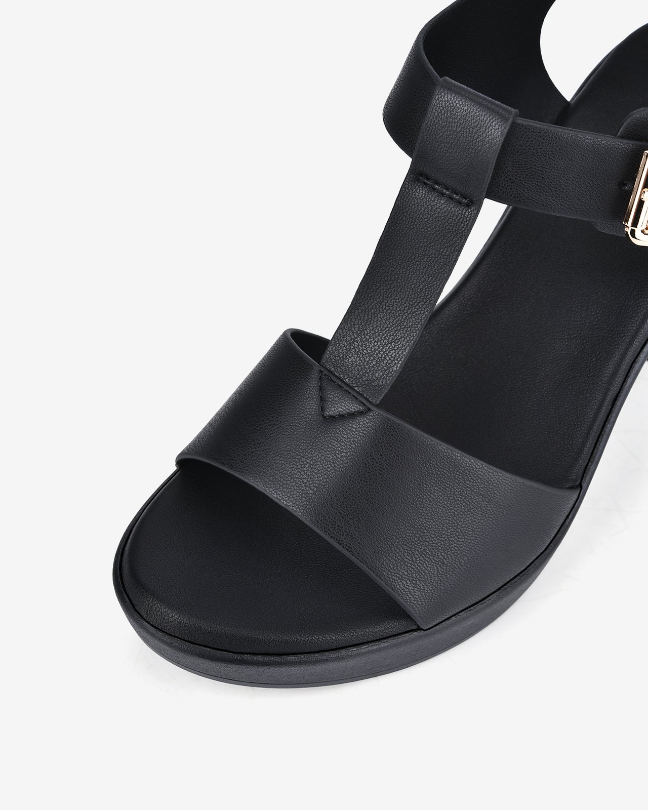 Giày Sandal Cao Gót Zucia Quai T-Strap Khóa Cài-SRX74Đen Color2