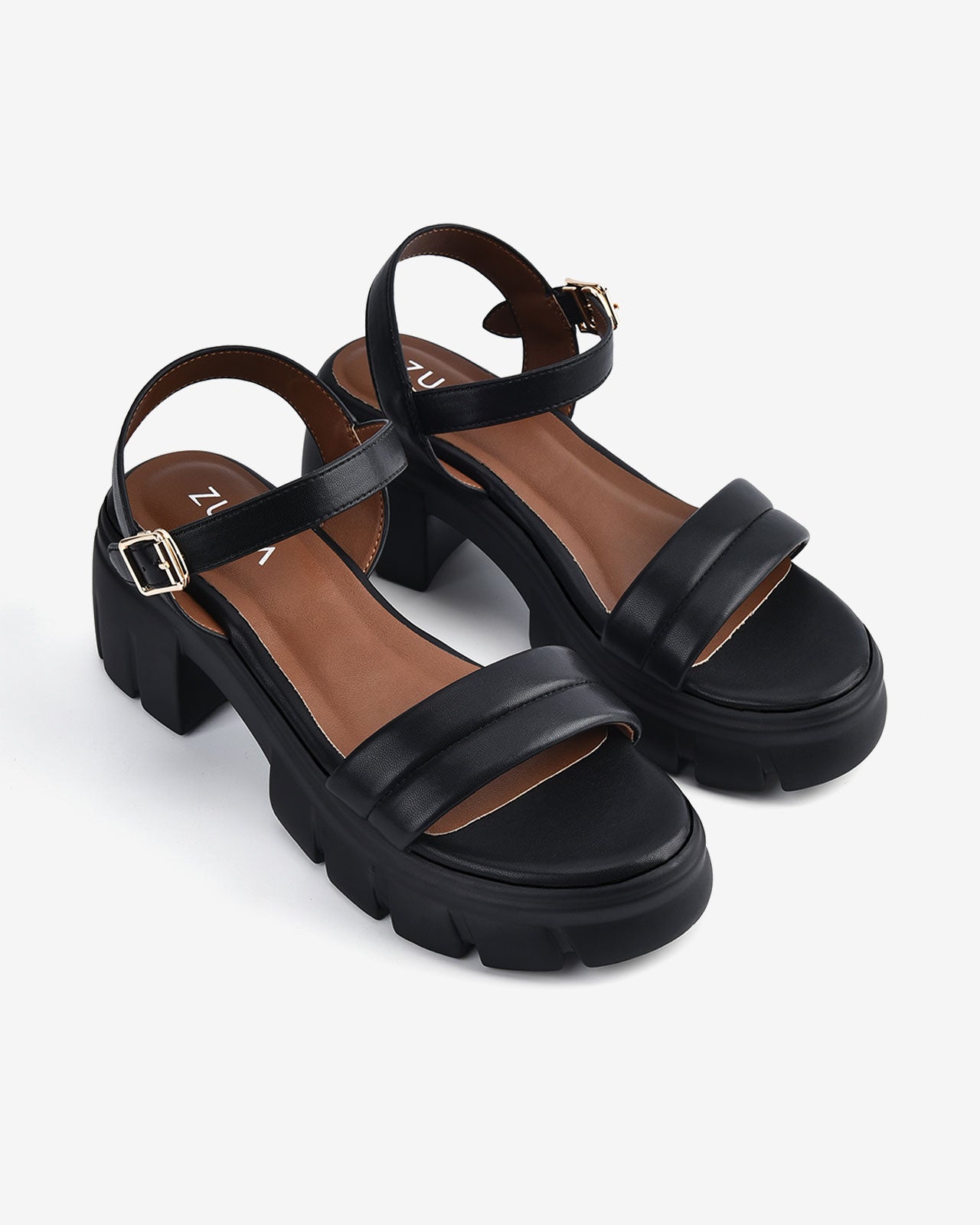 Giày Sandal Cao Gót Zucia Quai Ngang Chỉ Nổi-SRX77Đen Color1