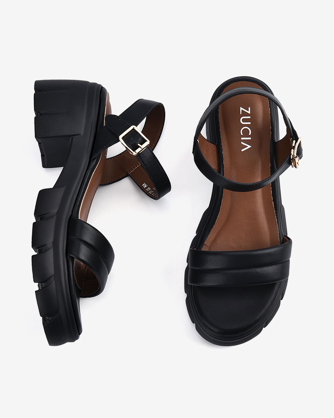 Giày Sandal Cao Gót Zucia Quai Ngang Chỉ Nổi-SRX77Đen Color2