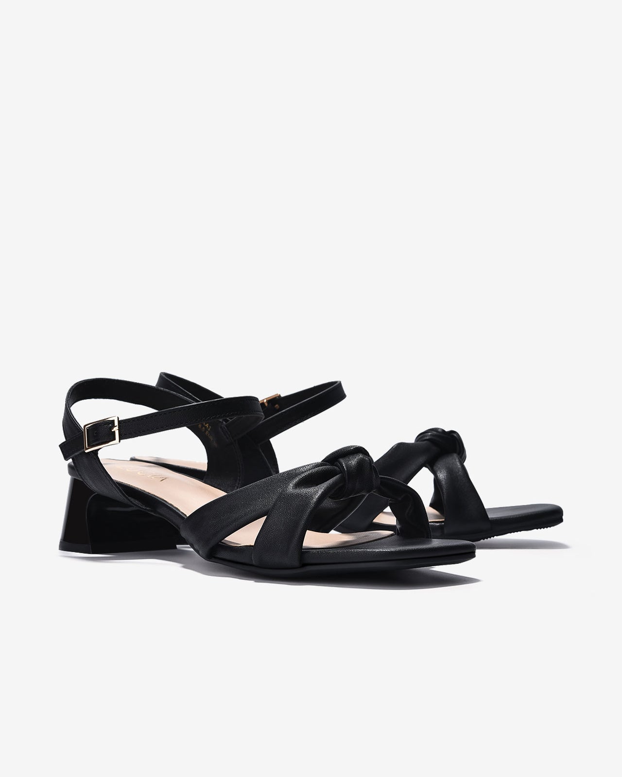 Giày Sandal Cao Gót Zucia Quai Đôi Thắt Nút-SRXA3Đen Color2