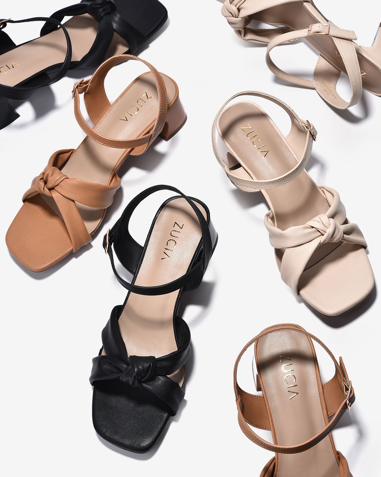 Giày Sandal Cao Gót Zucia Quai Đôi Thắt Nút-SRXA3Đen Color2