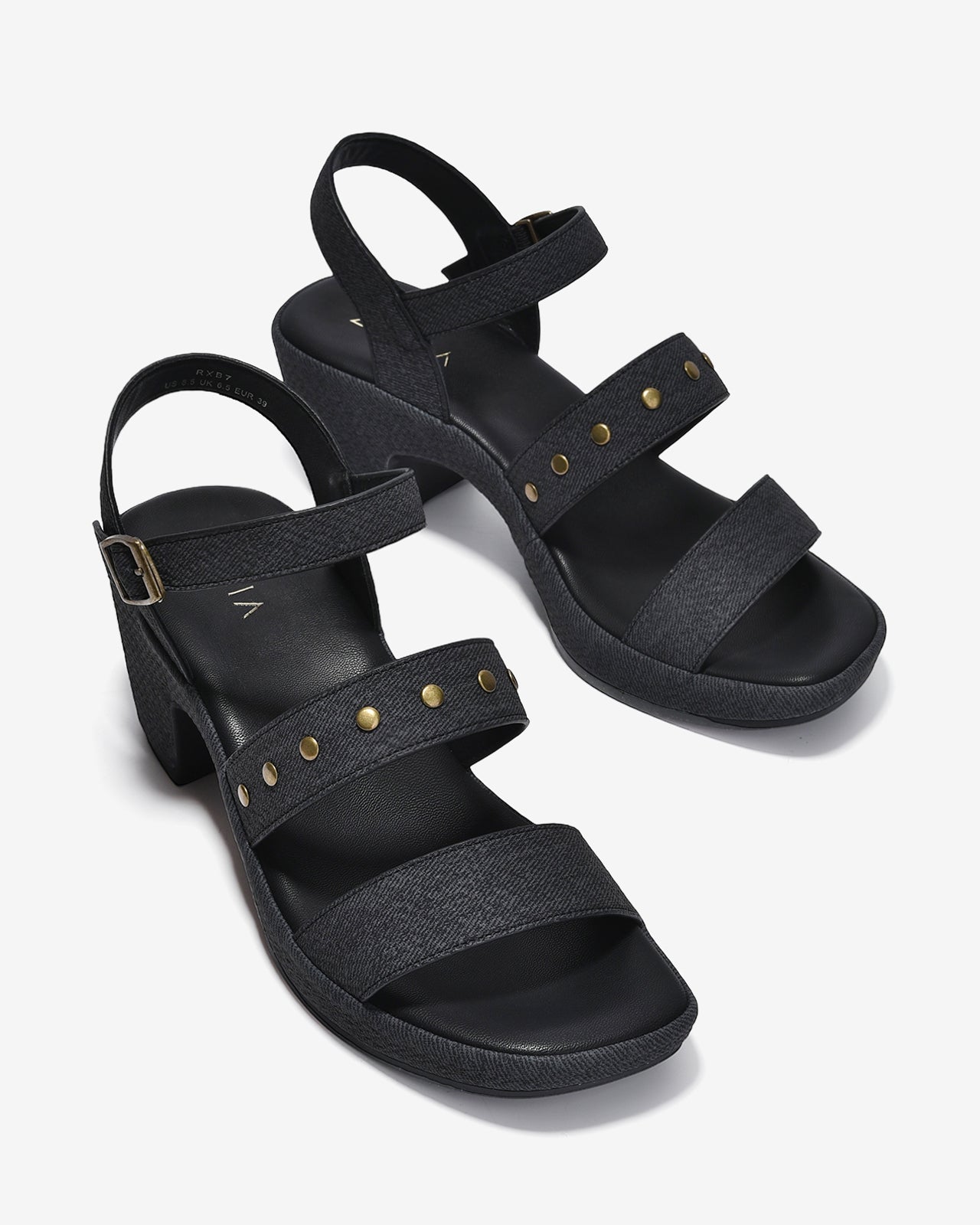 Giày Sandal Cao Gót Nữ Zucia Platform Quai Gắn Đinh Tán Kim Loại-SRXB7-Đen Color1