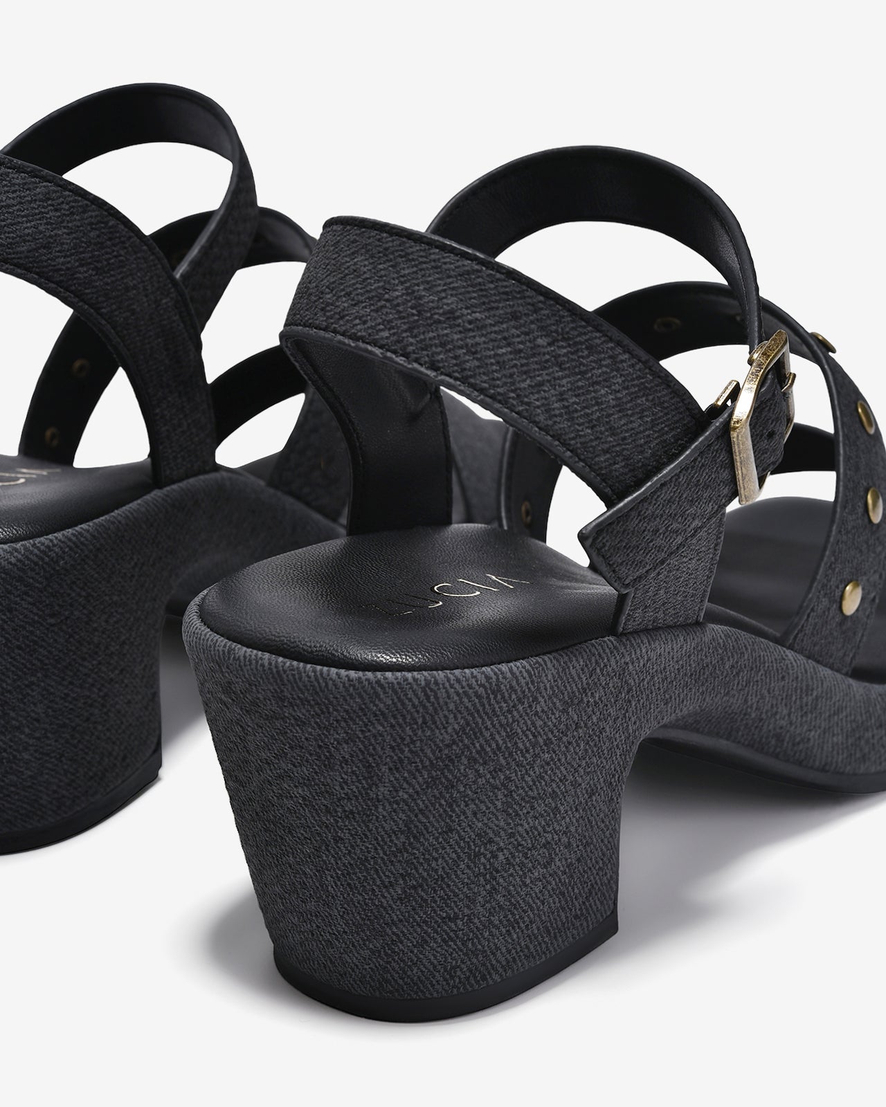 Giày Sandal Cao Gót Nữ Zucia Platform Quai Gắn Đinh Tán Kim Loại-SRXB7-Đen Color1