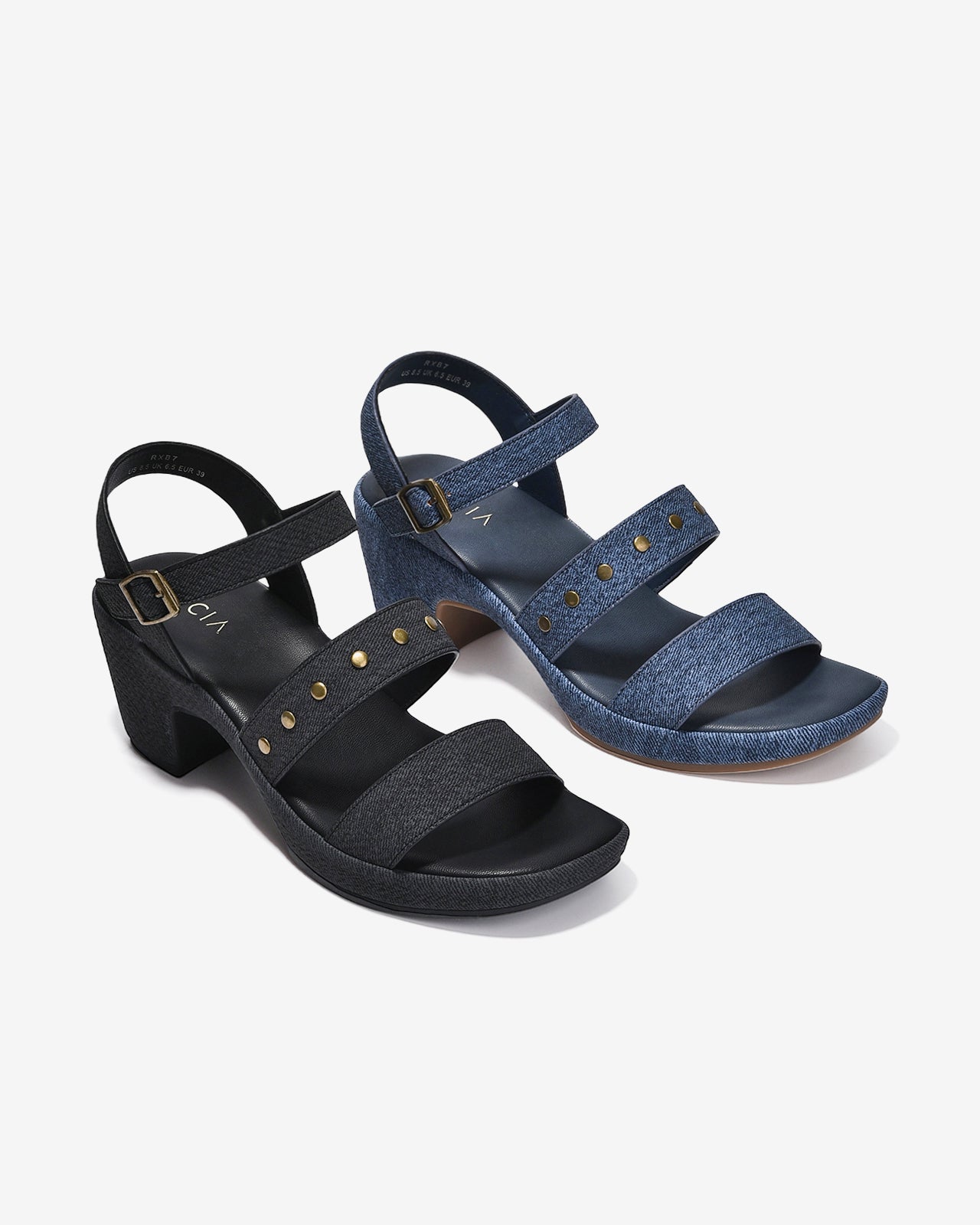 Giày Sandal Cao Gót Nữ Zucia Platform Quai Gắn Đinh Tán Kim Loại-SRXB7-Đen Color1