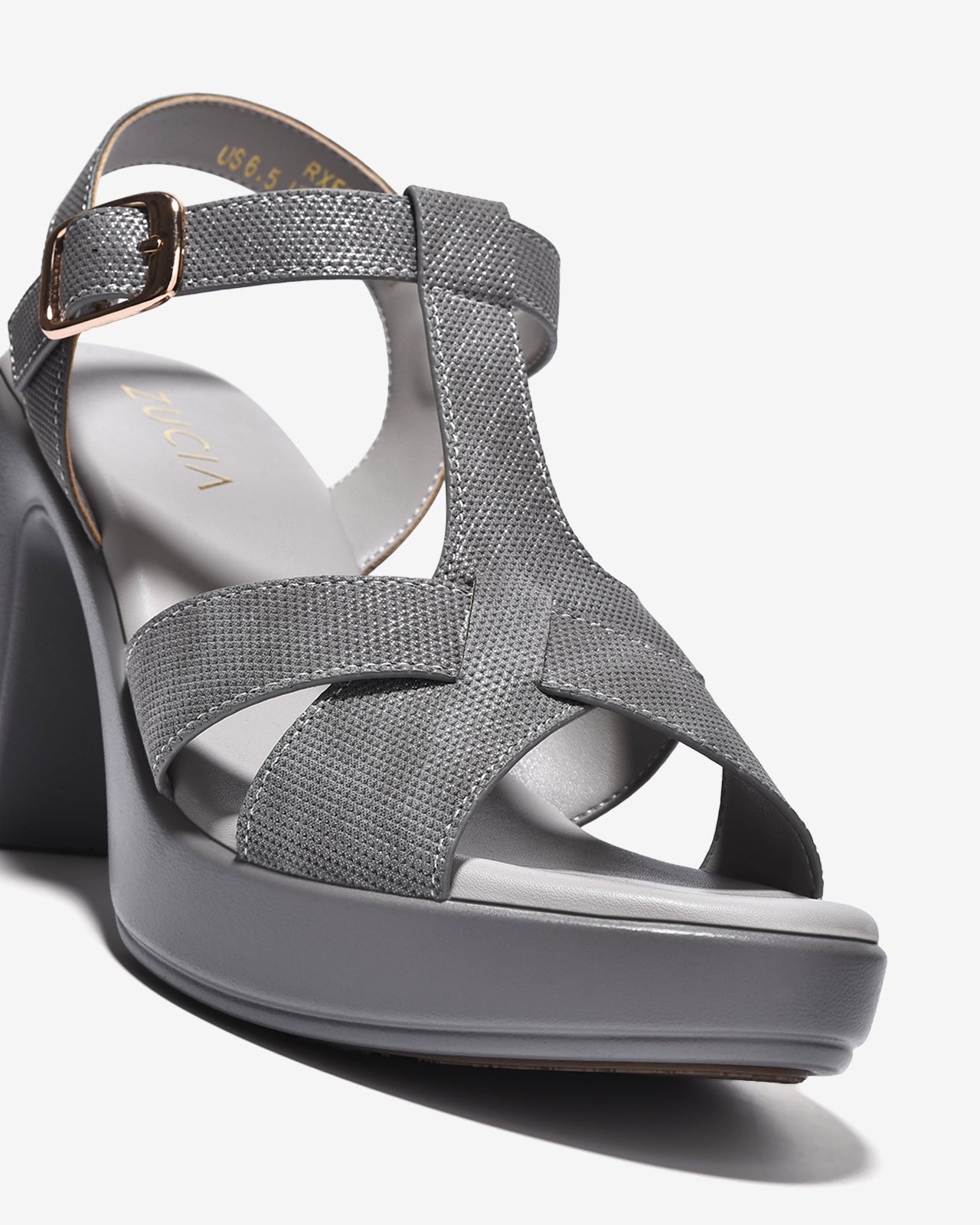 Sandal Cao Gót Zucia 9cm Quai Chéo Lót Êm-SRXF3Xám Color1
