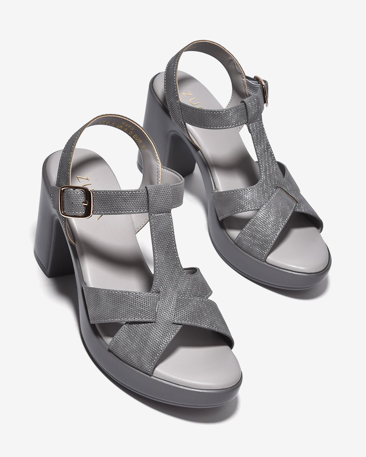 Sandal Cao Gót Zucia 9cm Quai Chéo Lót Êm-SRXF3Xám Color1