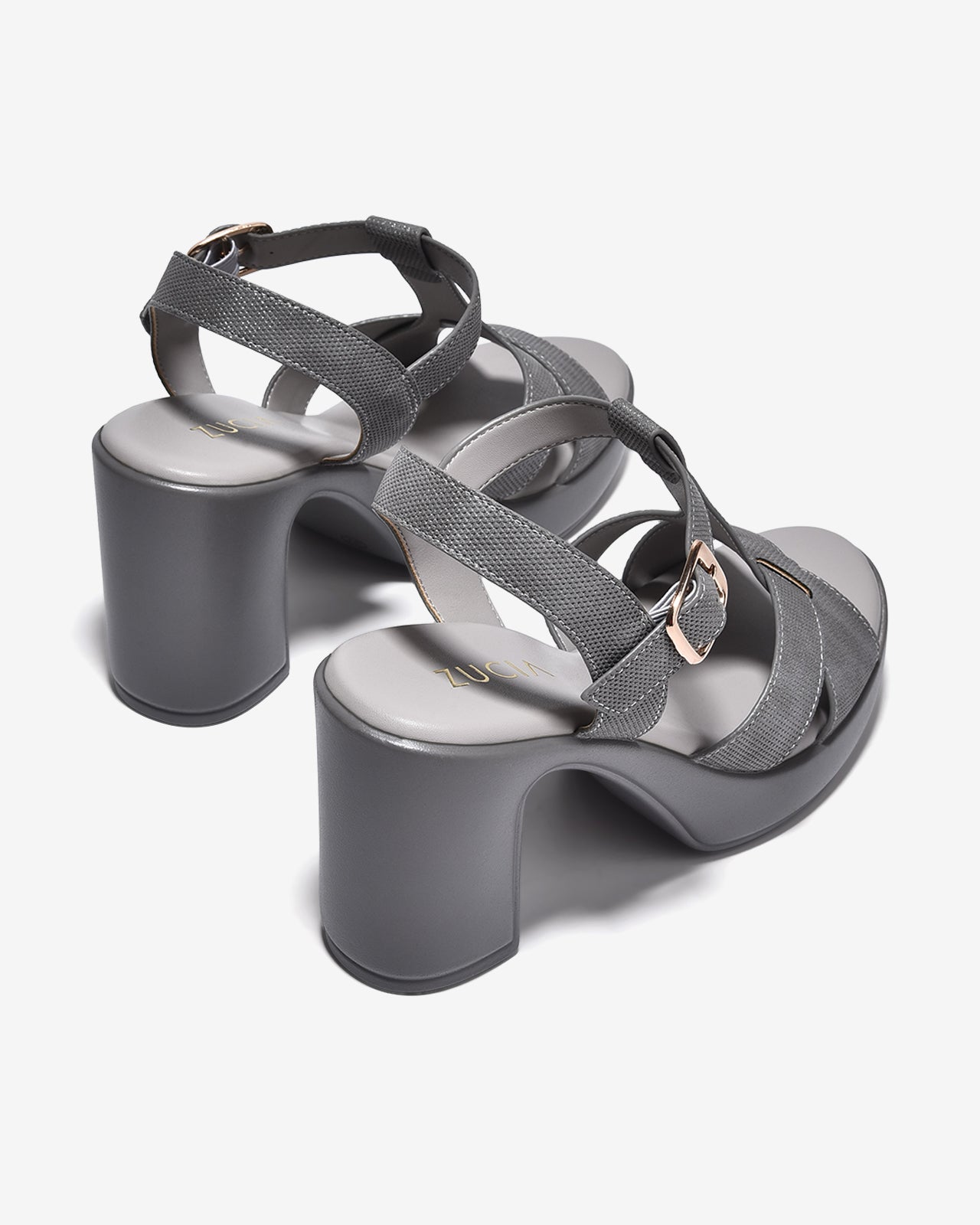 Sandal Cao Gót Zucia 9cm Quai Chéo Lót Êm-SRXF3Xám Color1