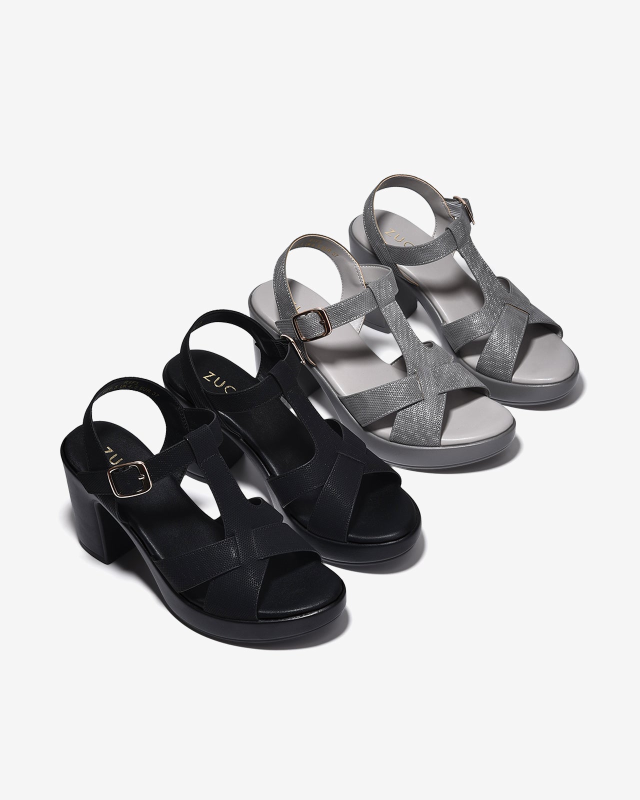 Sandal Cao Gót Zucia 9cm Quai Chéo Lót Êm-SRXF3Xám Color1