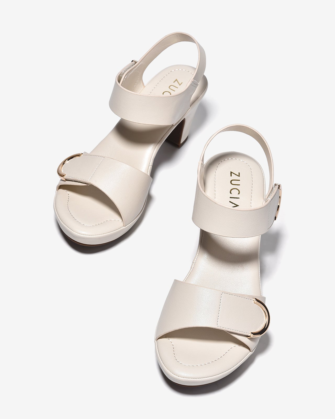 Sandal Cao Gót Zucia Đế Trụ 8cm Lót Êm-SRXF6Kem Color1