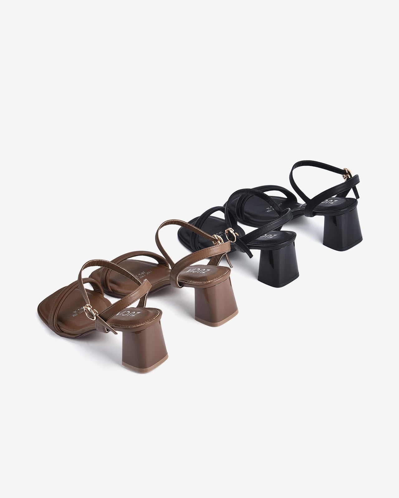 Giày Sandal Cao Gót Zucia Quai Mảnh Dập Nổi-STH80-Nâu Color1