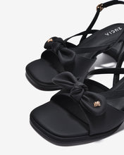 Sandal Cao Gót Zucia Quai Thắt Nơ Đính Logo-STH95-Đen Color1