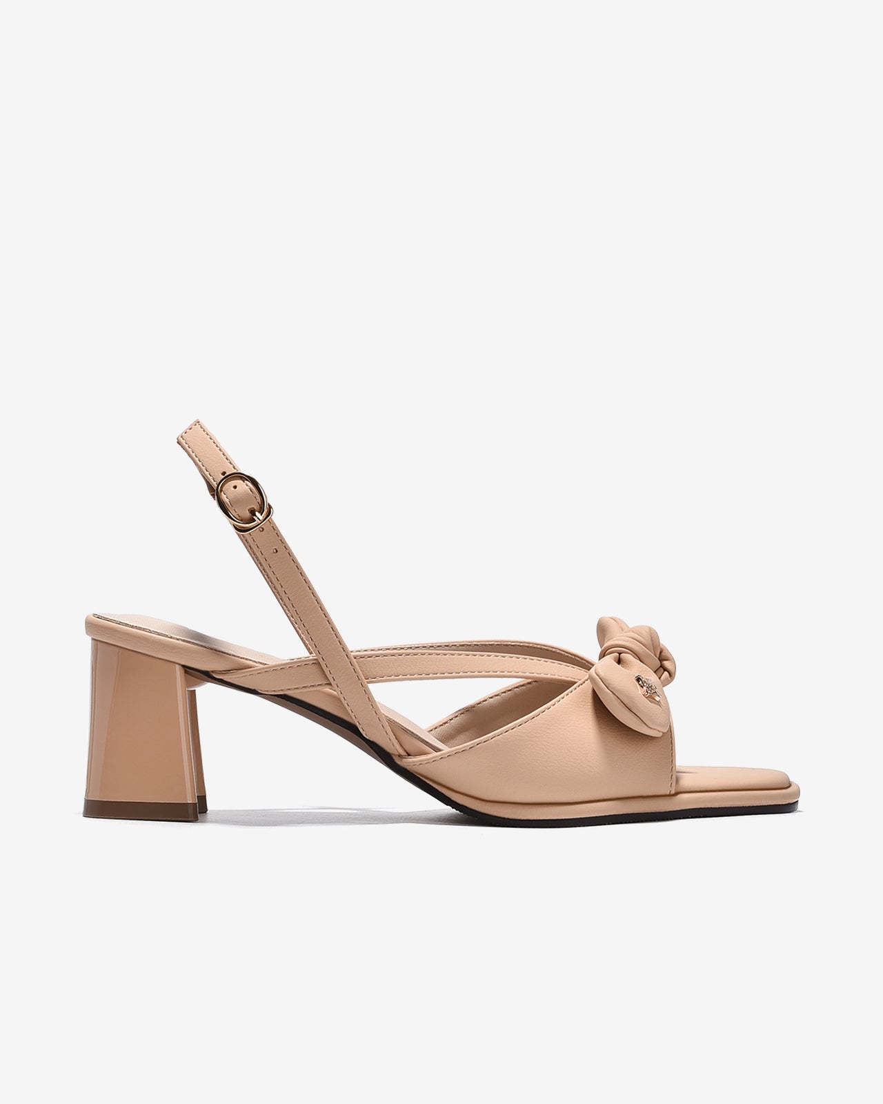 Sandal Cao Gót Zucia Quai Thắt Nơ Đính Logo-STH95-Kem Color1First